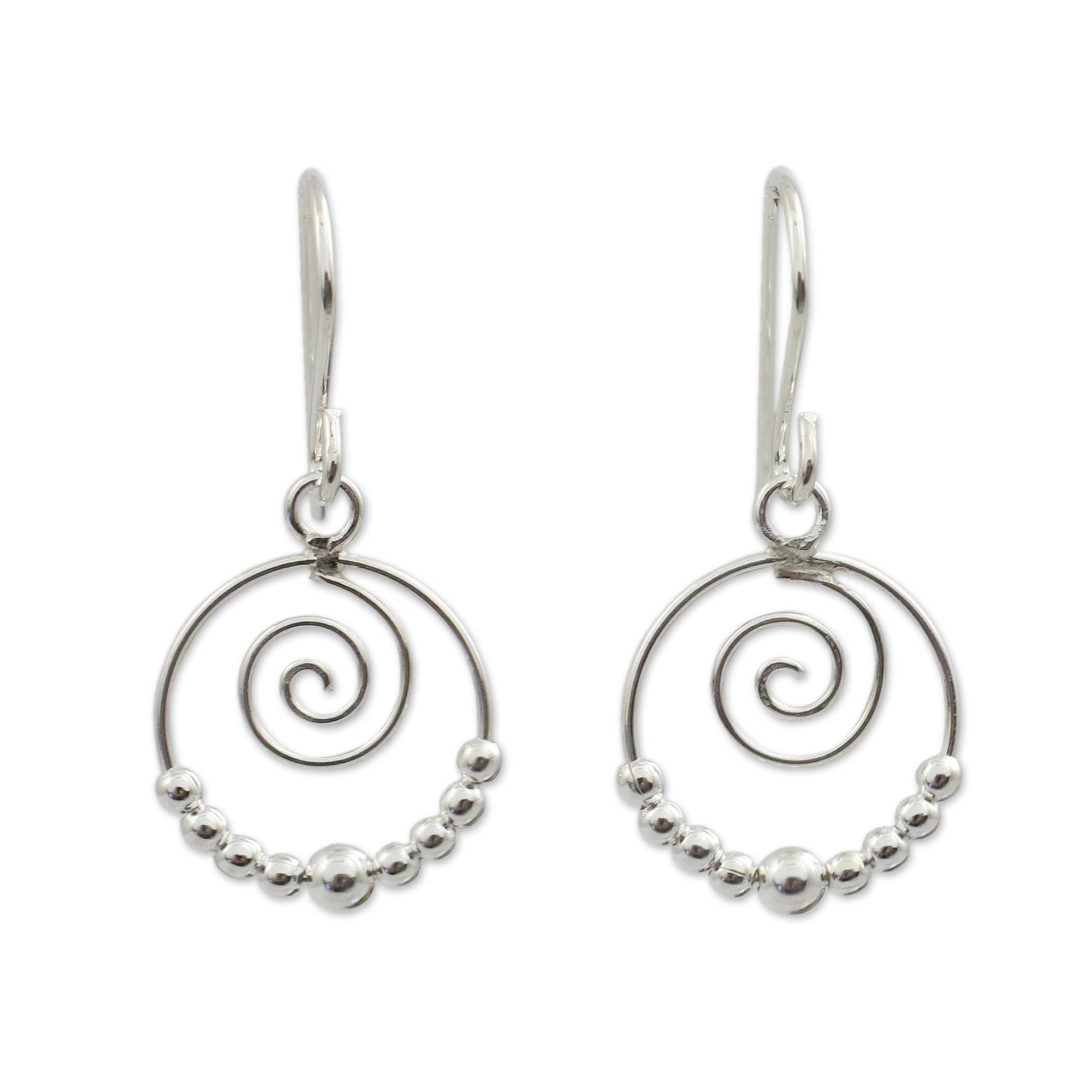 Premium Whirl Handcrafted Sterling Silver Dangle Earrings with Spirals - Contemporary Style