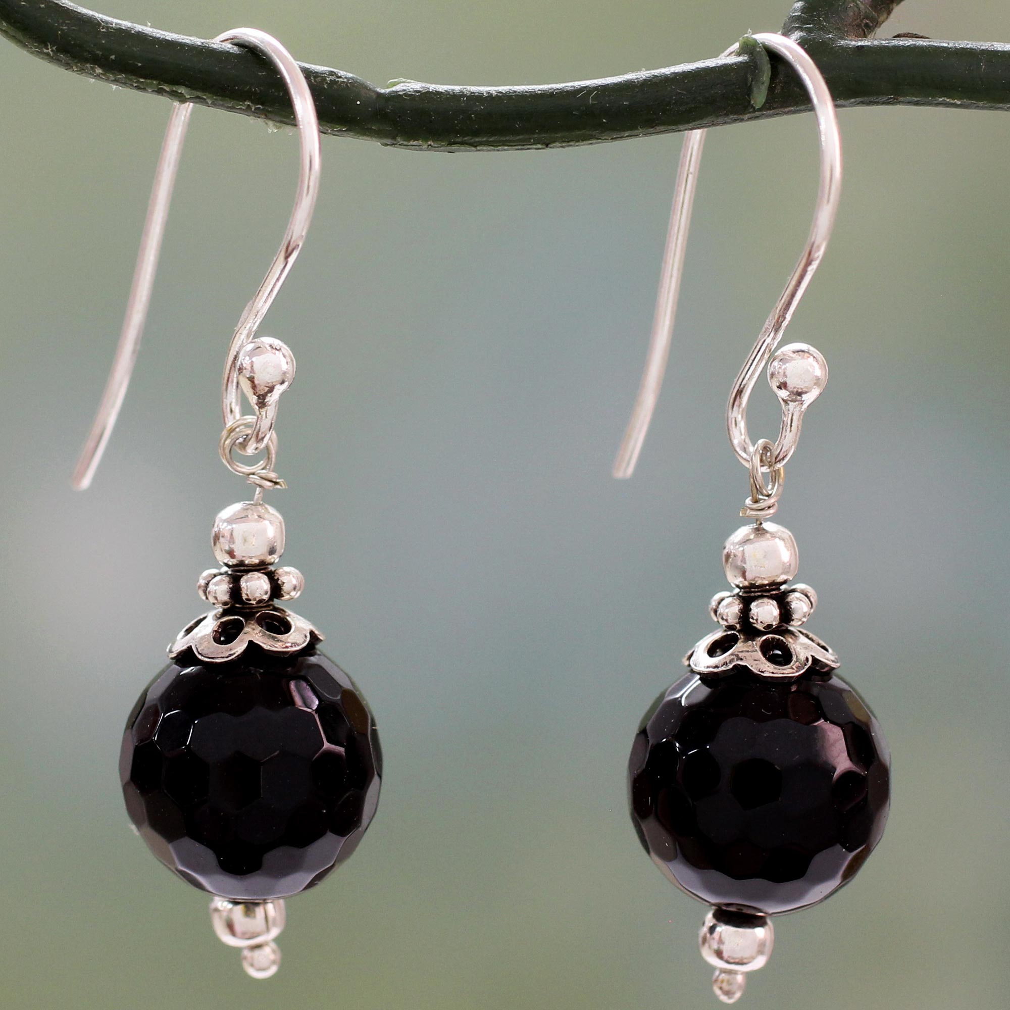 Premium Black Onyx & Silver Dangle Earrings - Ultimate Elegance