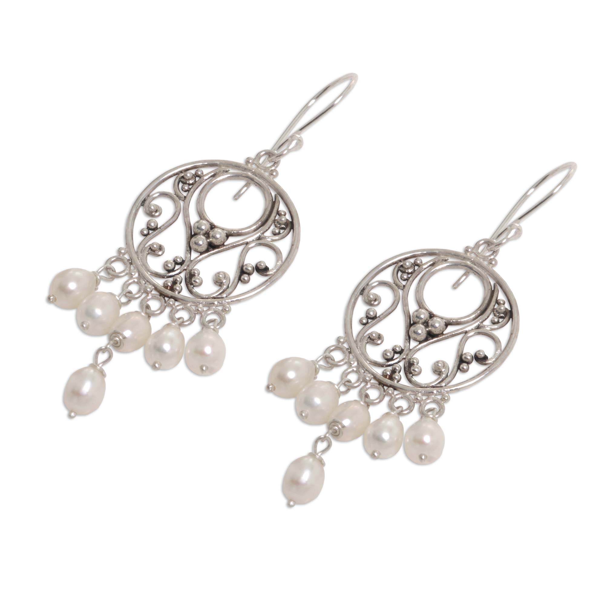 Premium Moonbeams Pearl Sterling Silver Chandelier Earrings