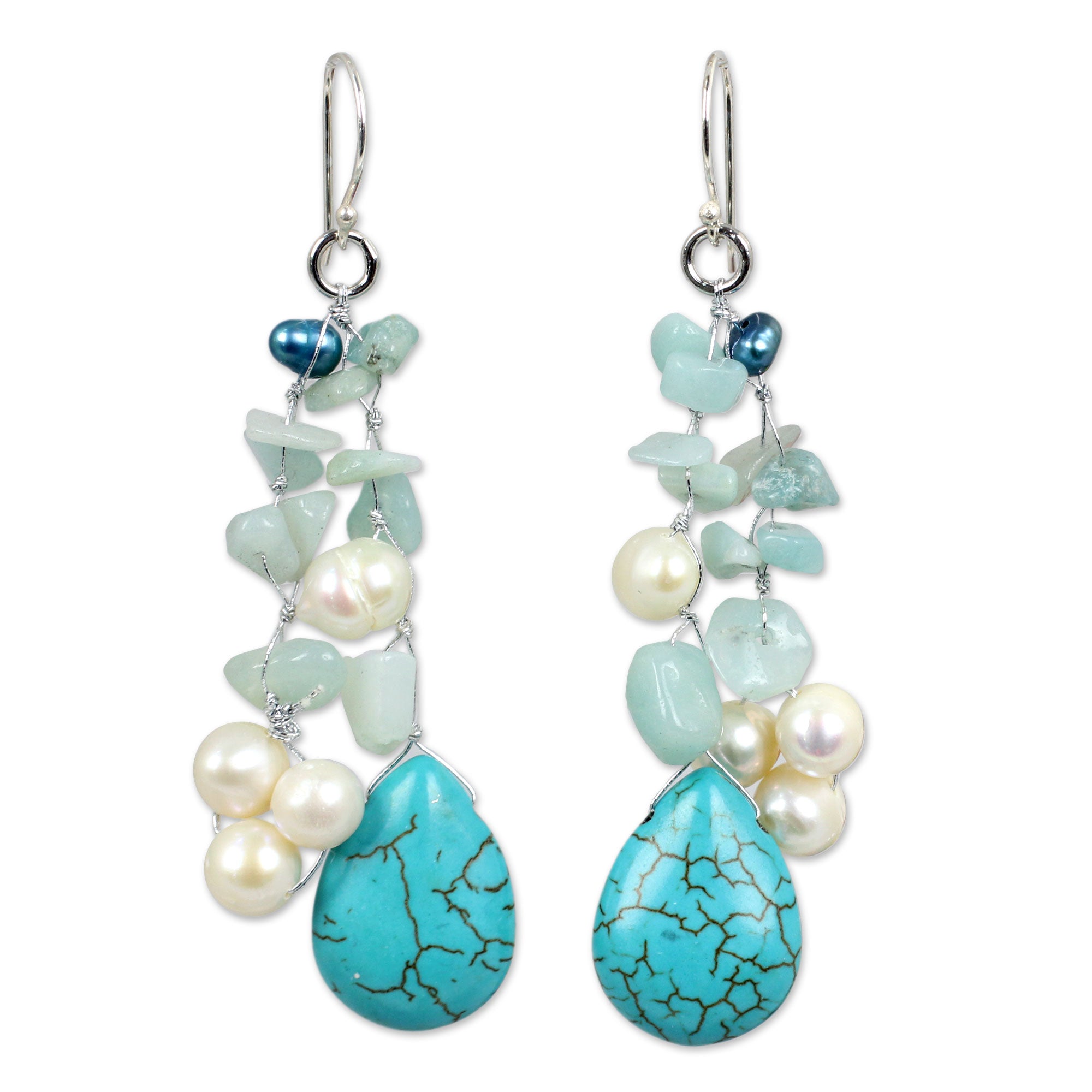 Premium Azure Allure Freshwater Pearl Earrings - Handcrafted Elegance