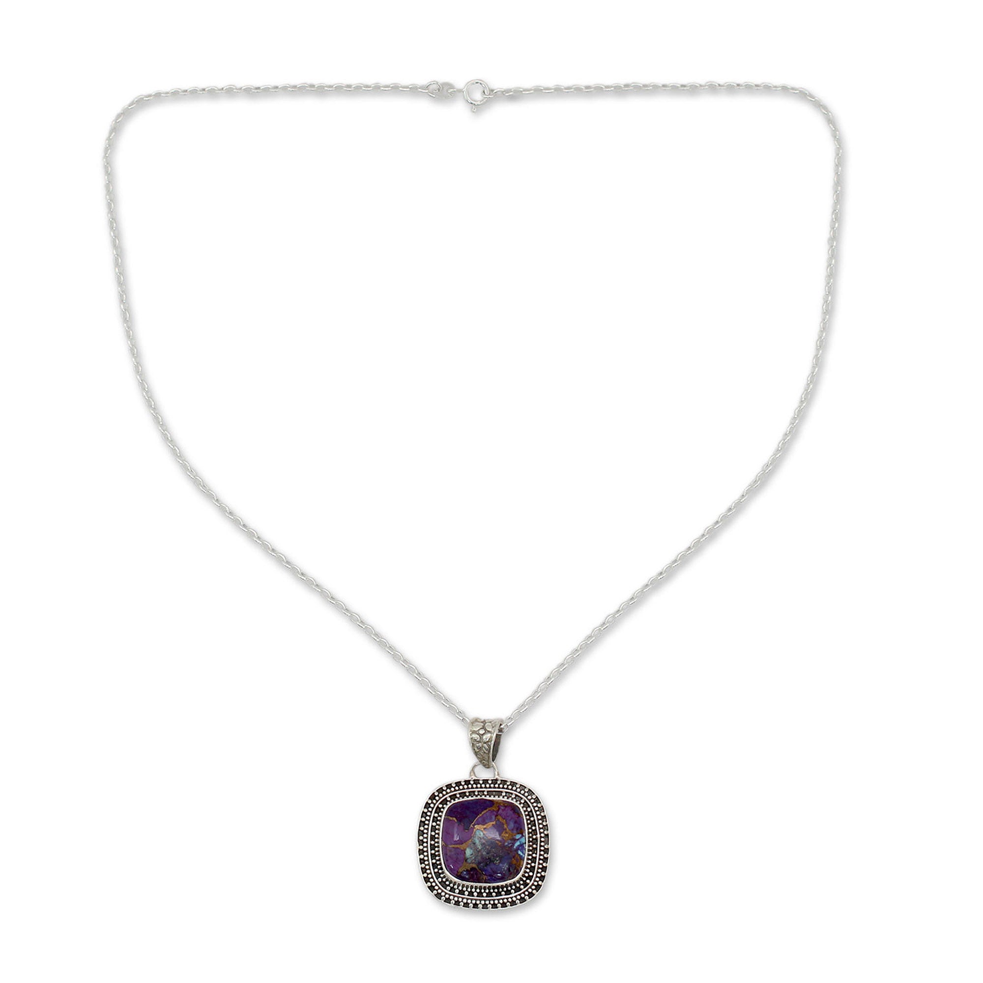 Premium Violet Sunset Necklace – Handcrafted Sterling Silver with Purple Turquoise