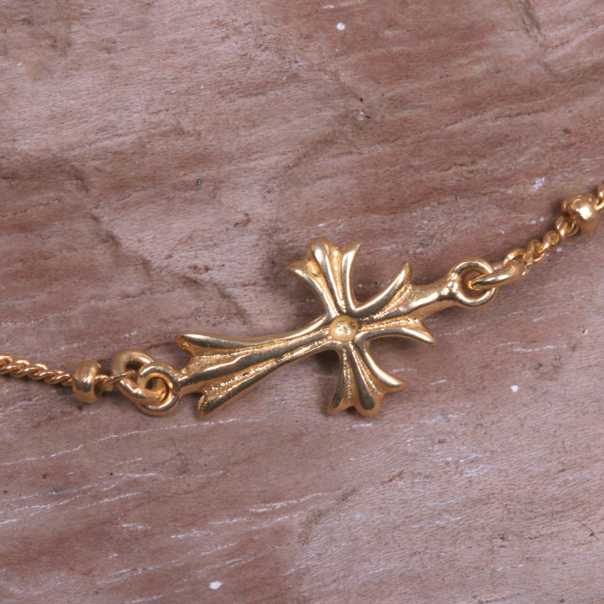 Premium 14k Gold Vermeil Balinese Cross Bracelet - Handcrafted Elegance