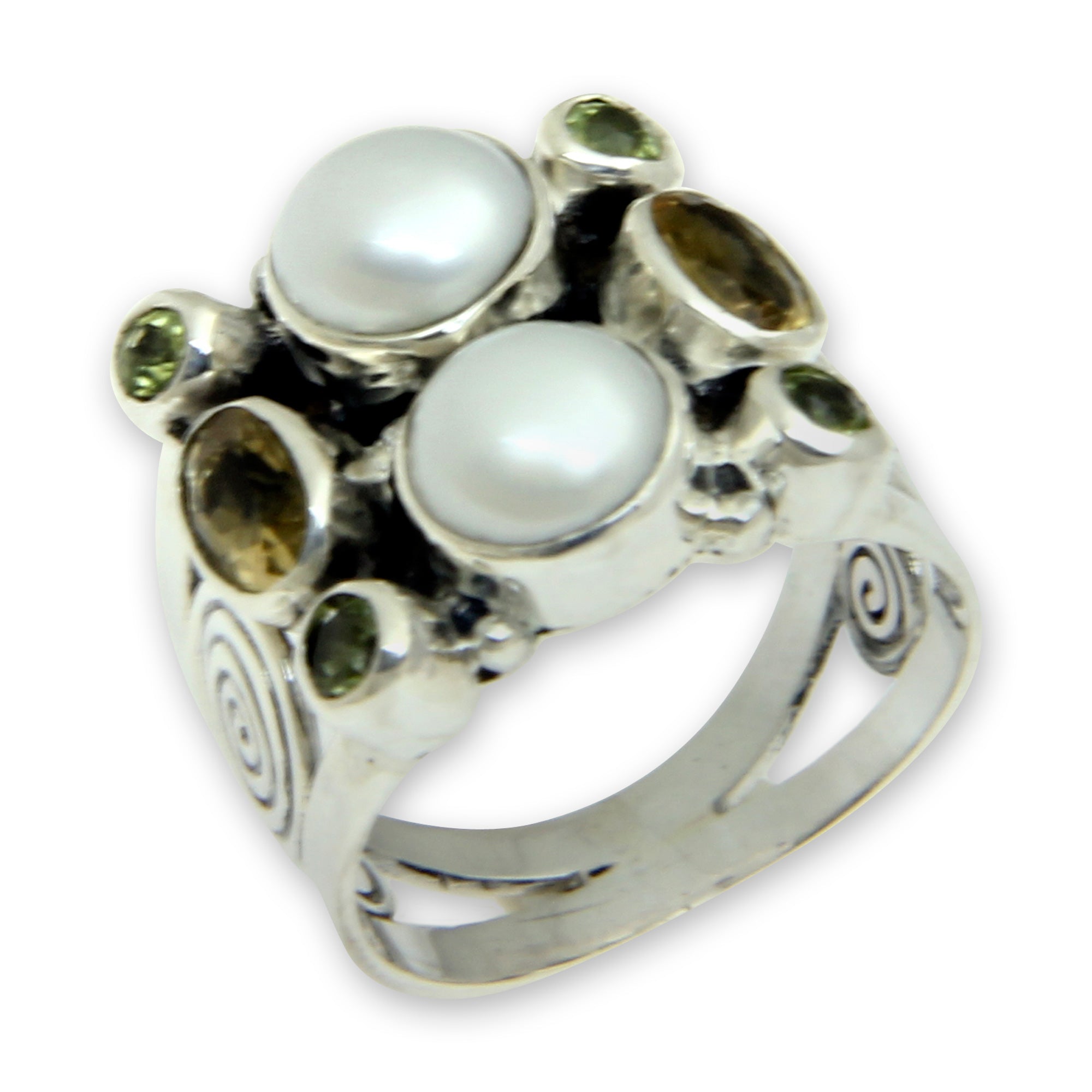 Premium Sterling Silver Pearl & Gemstone Ring - Elegant Handcrafted Jewelry