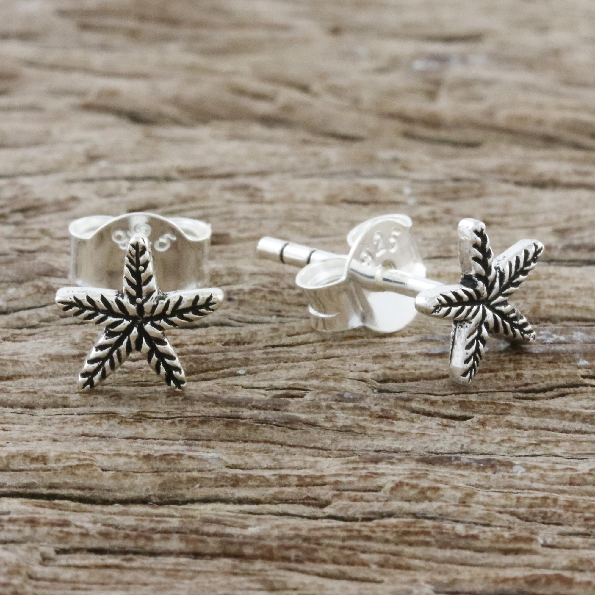 Premium Sterling Silver Starfish Stud Earrings – Handcrafted in Thailand