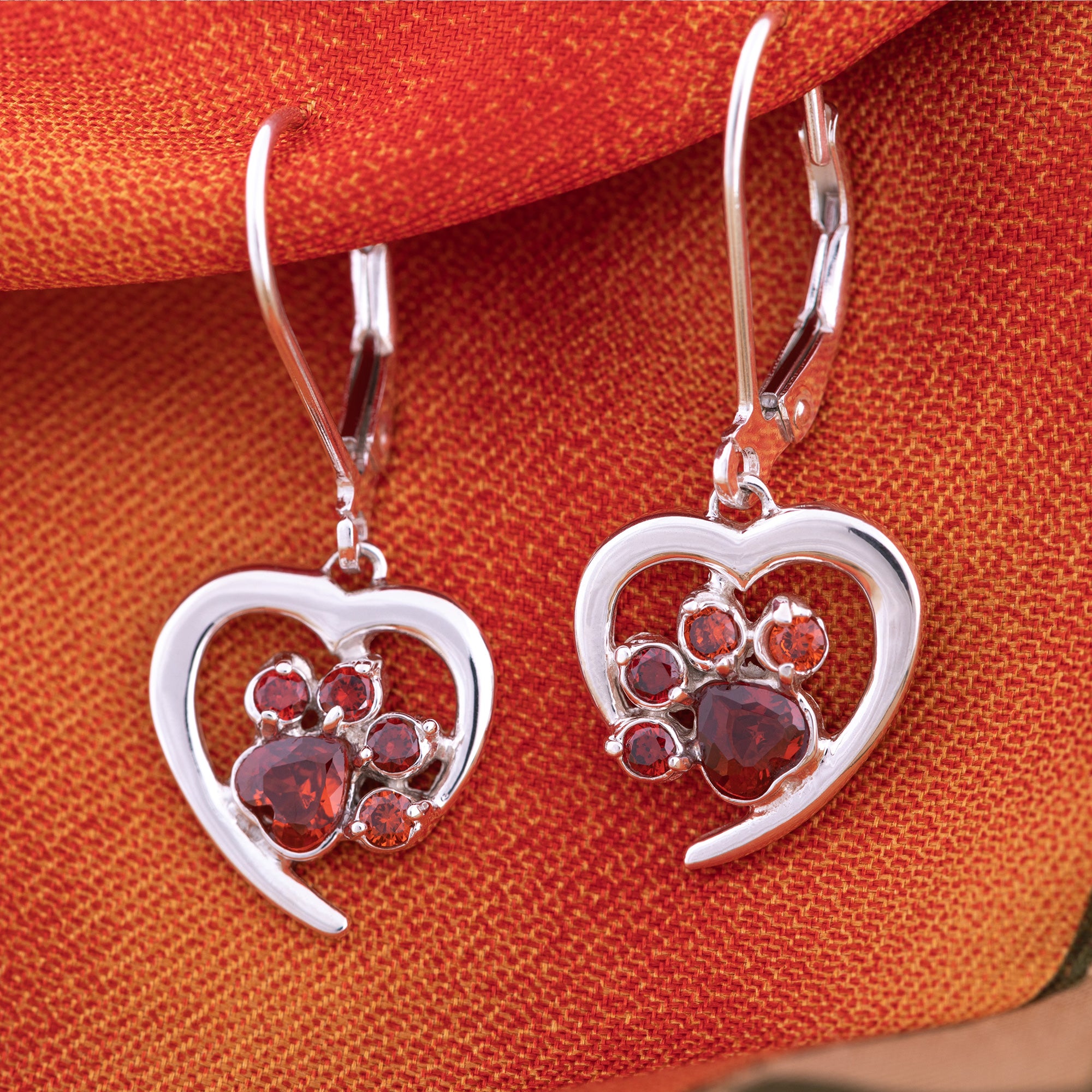 Premium Sterling Silver Birthstone Paw Print Earrings - Always in My Heart