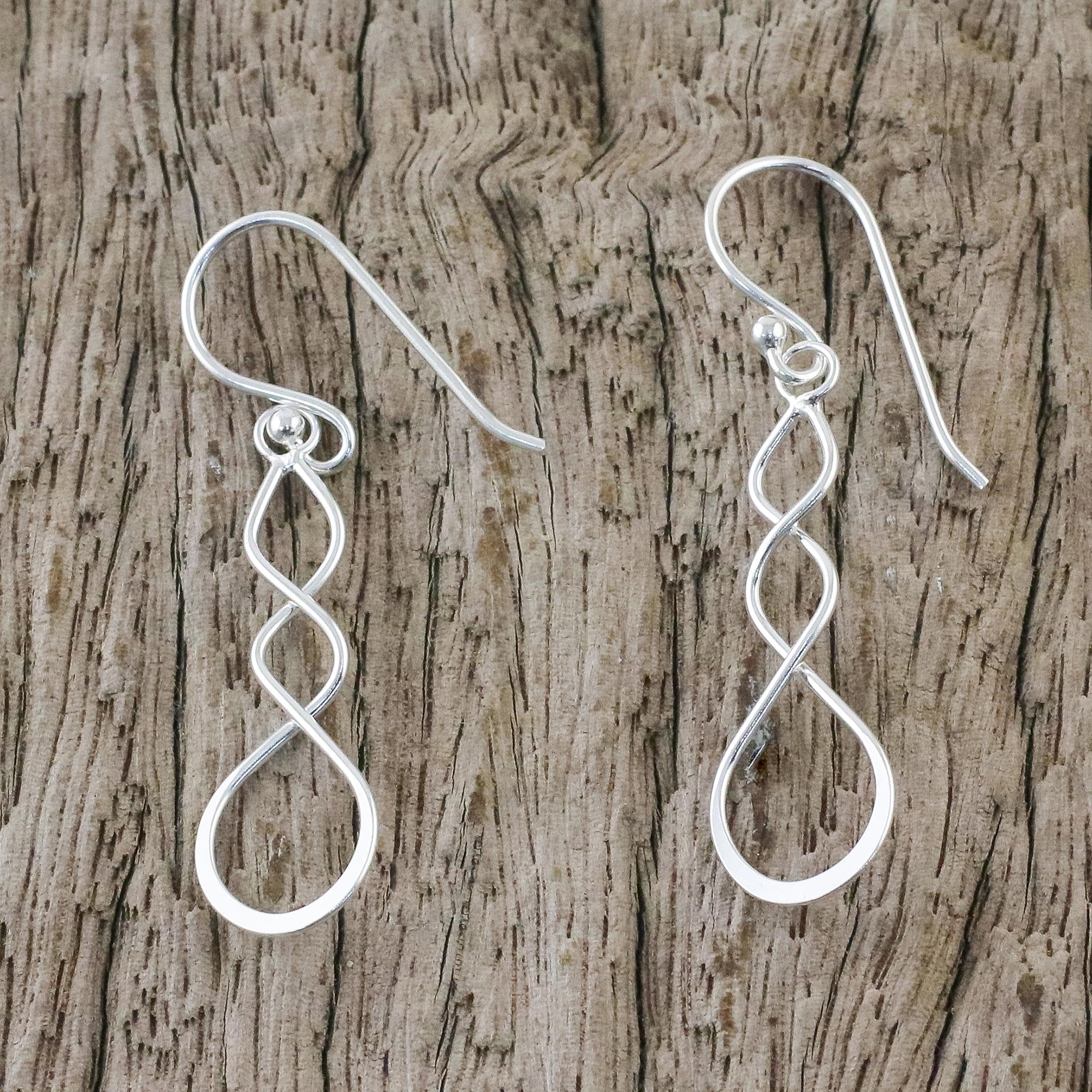 Premium Droplet Twist Sterling Silver Dangle Earrings - Handcrafted in Thailand