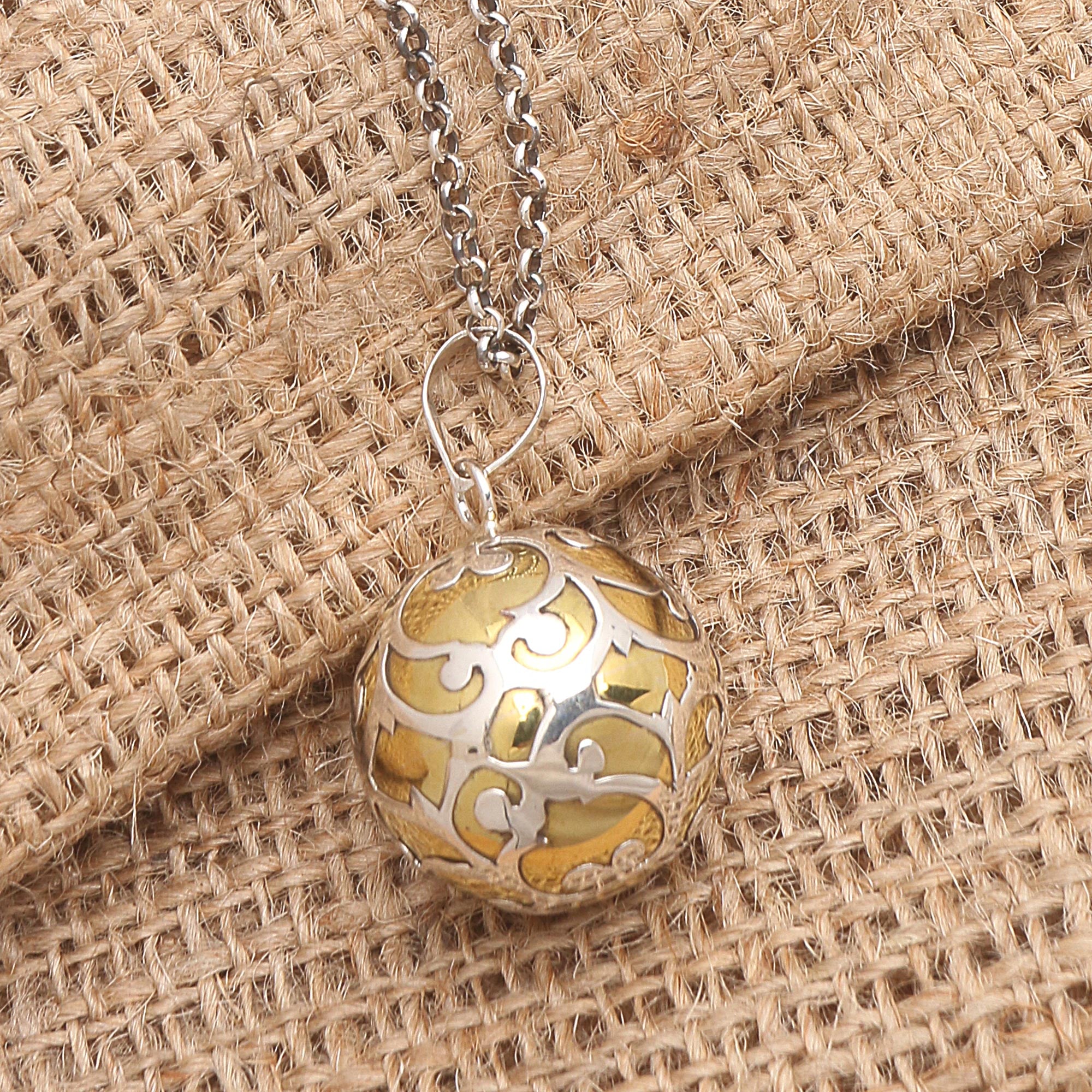 Premium Bali Harmony Ball Necklace - Handcrafted Sterling Silver Angel Pendant