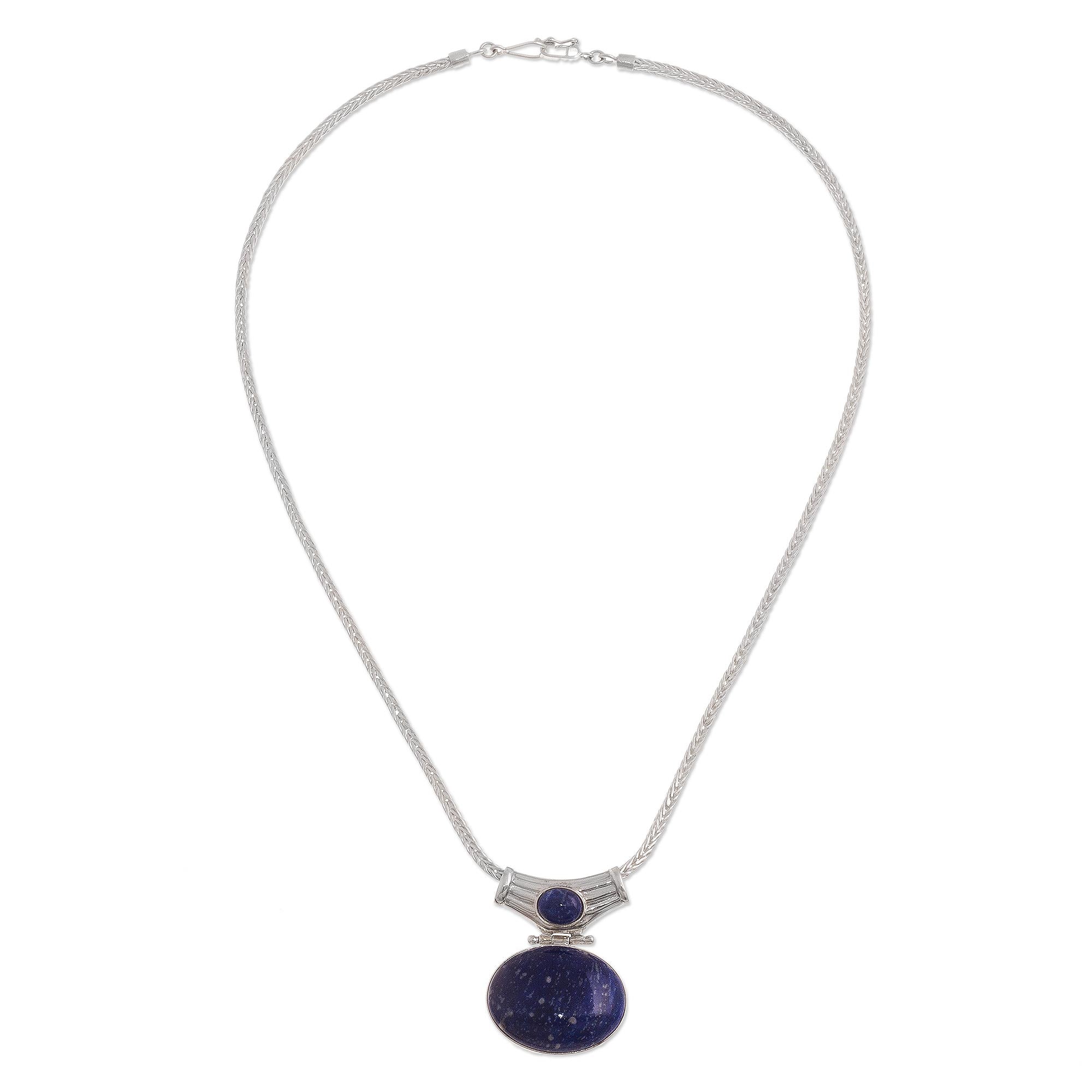 Premium Pacific Wisdom Sterling Silver & Lapis Lazuli Pendant Necklace