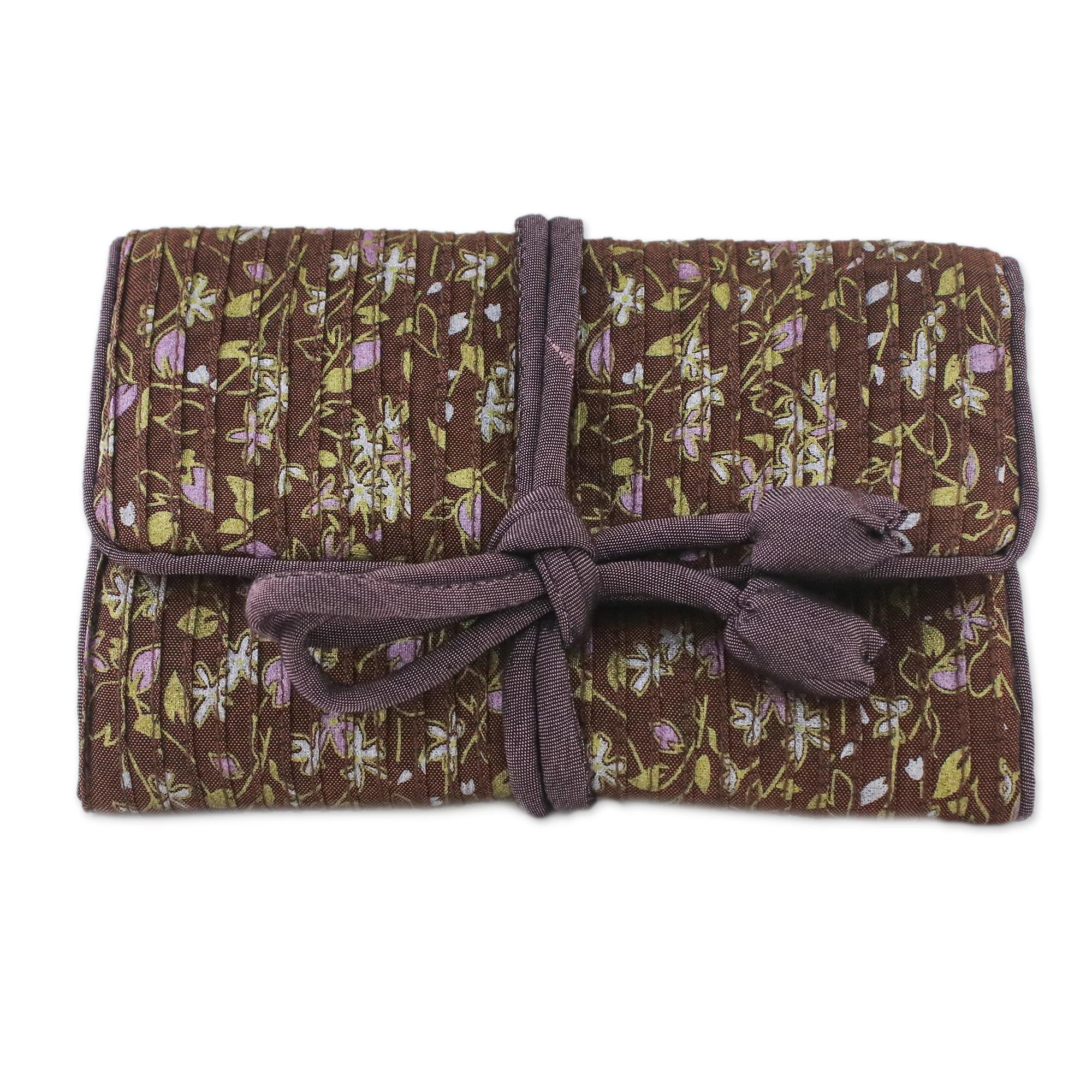 Premium Jewelry Roll - Rayon & Silk Blend with Floral Design from Thailand