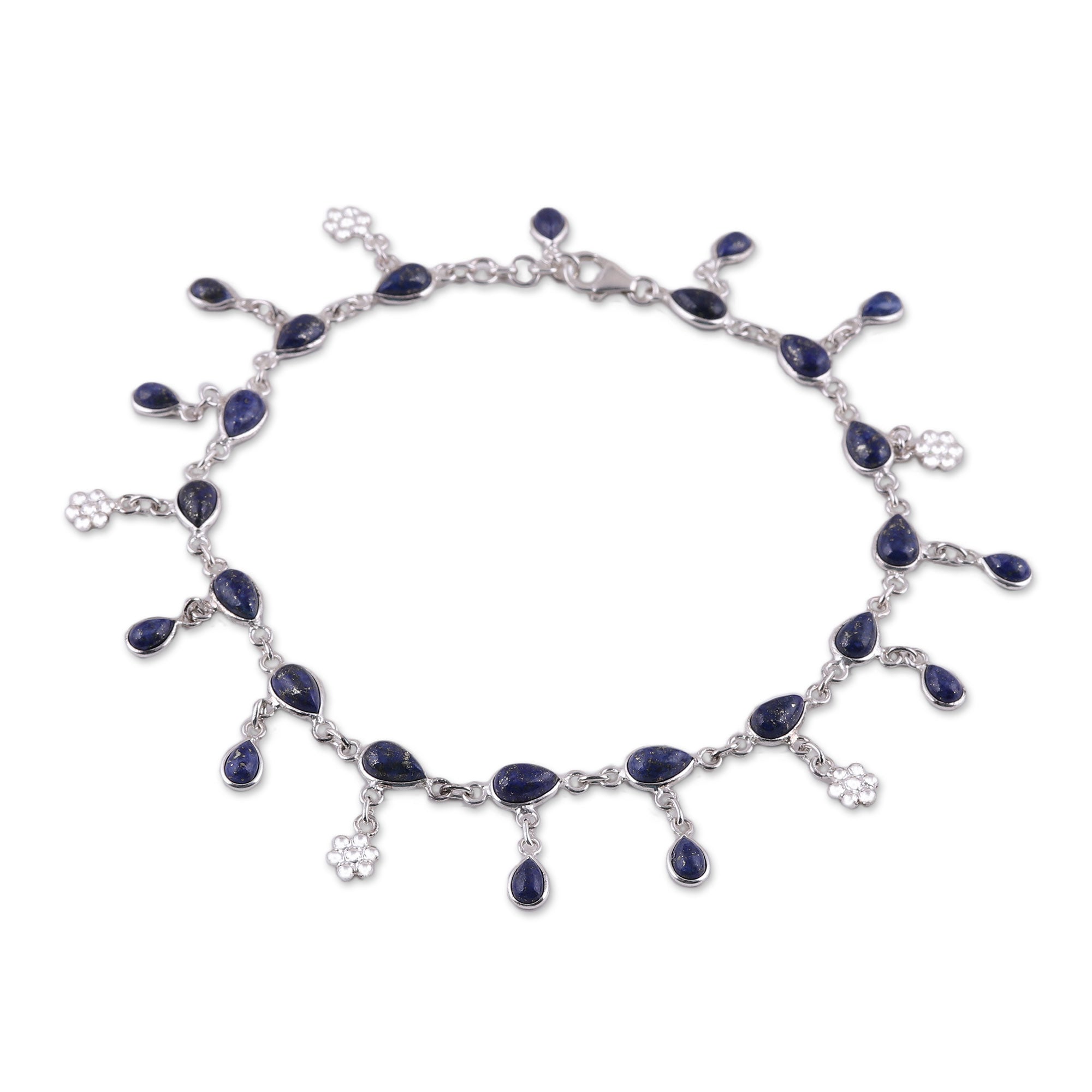 Premium Handmade Lapis Lazuli Sterling Silver Anklet – Elegant & Modern Jewelry