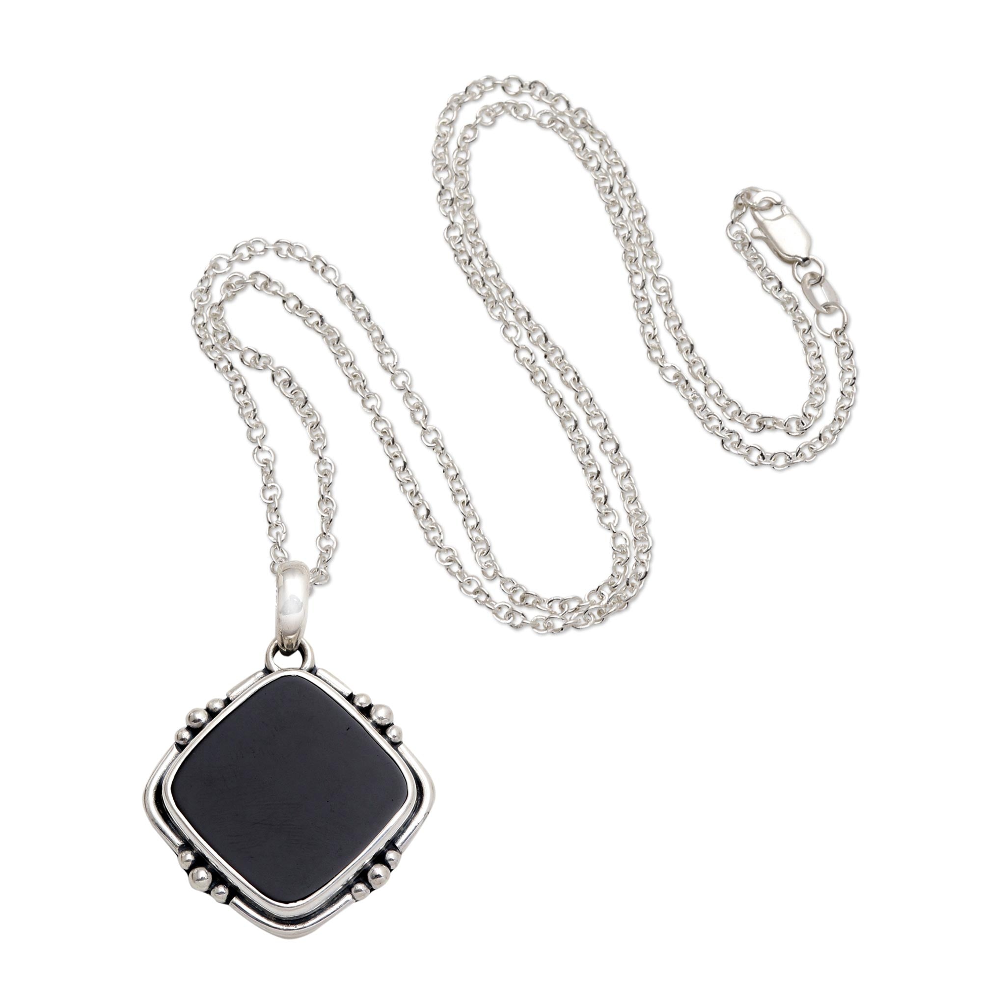 Premium Black Onyx Sterling Silver Pendant Necklace - Ultimate Elegance