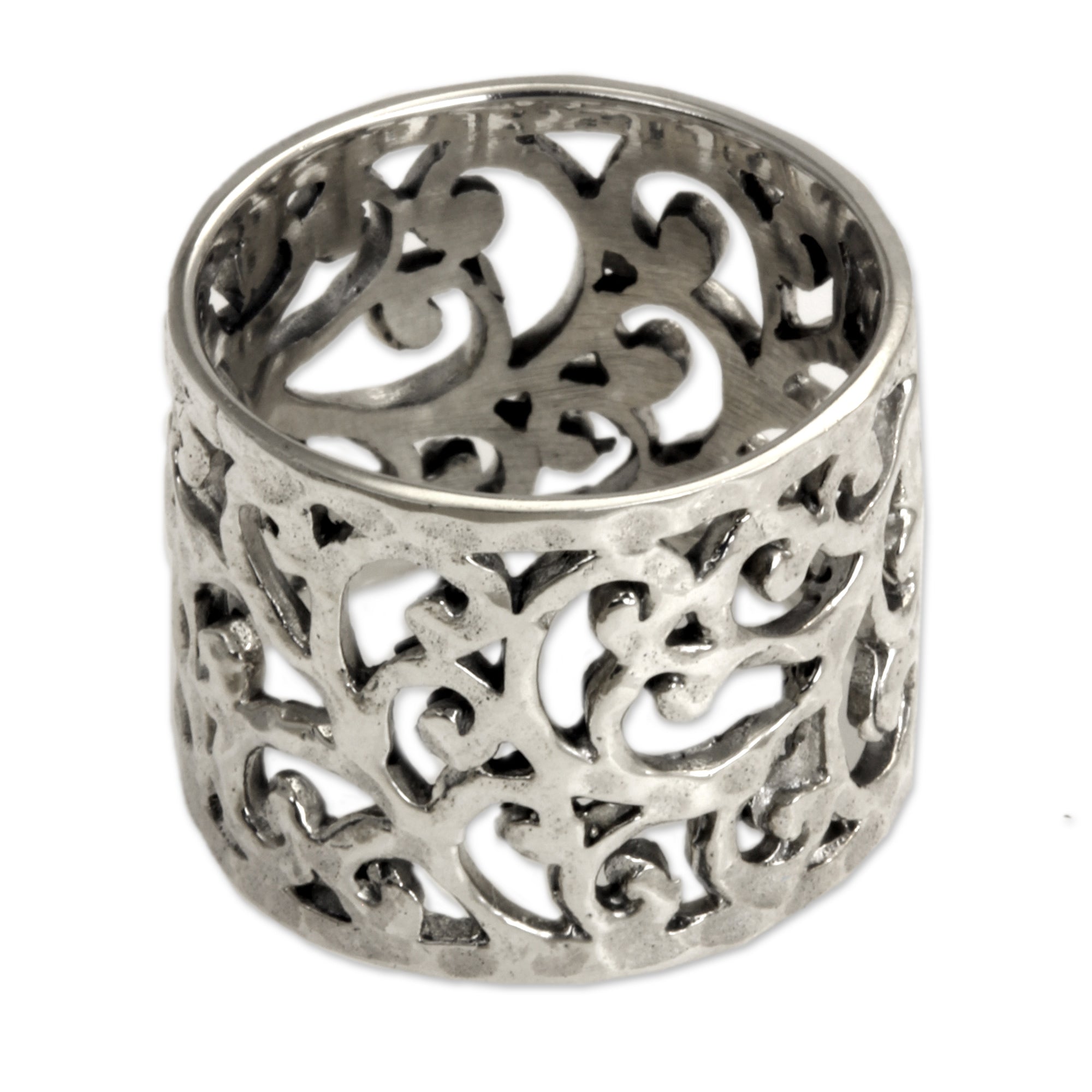 Premium Bali Silver Floral Band Ring - Handcrafted Elegance