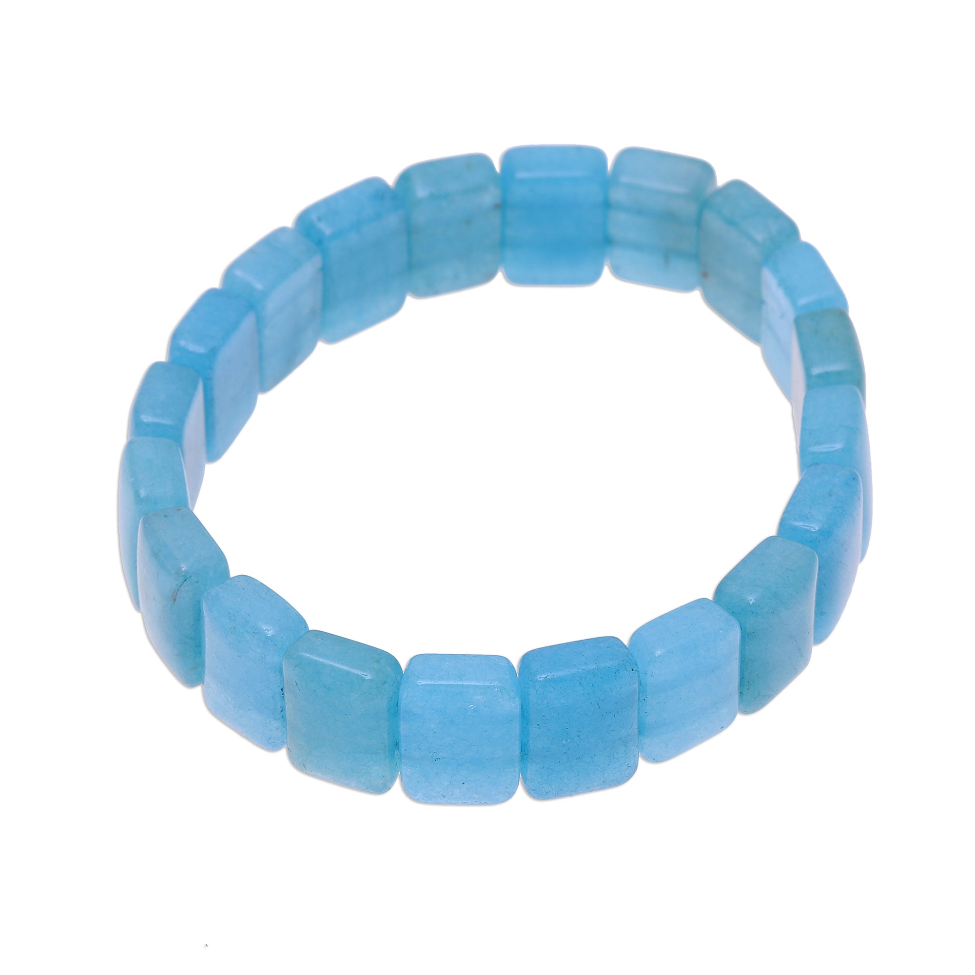 Premium Frozen Sea Blue Agate Stretch Bracelet - Handcrafted Elegance