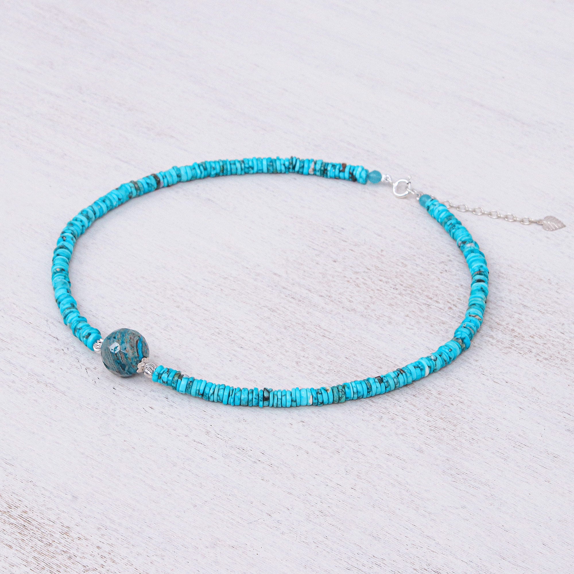 Premium Earth & Water Turquoise Agate Necklace – Handcrafted Elegance