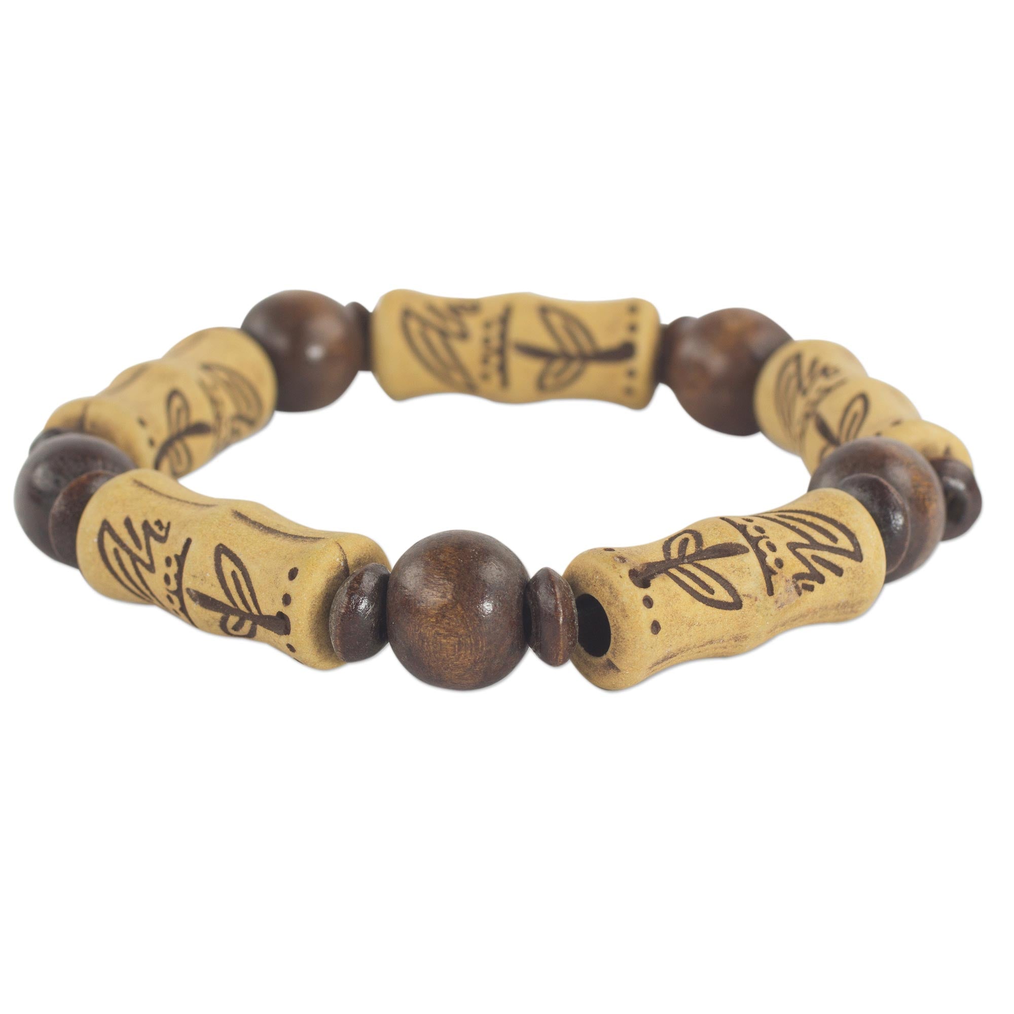 Premium Chocolate Escape Artisan Bracelet – Eco-Chic Sese Wood & Recycled Plastic