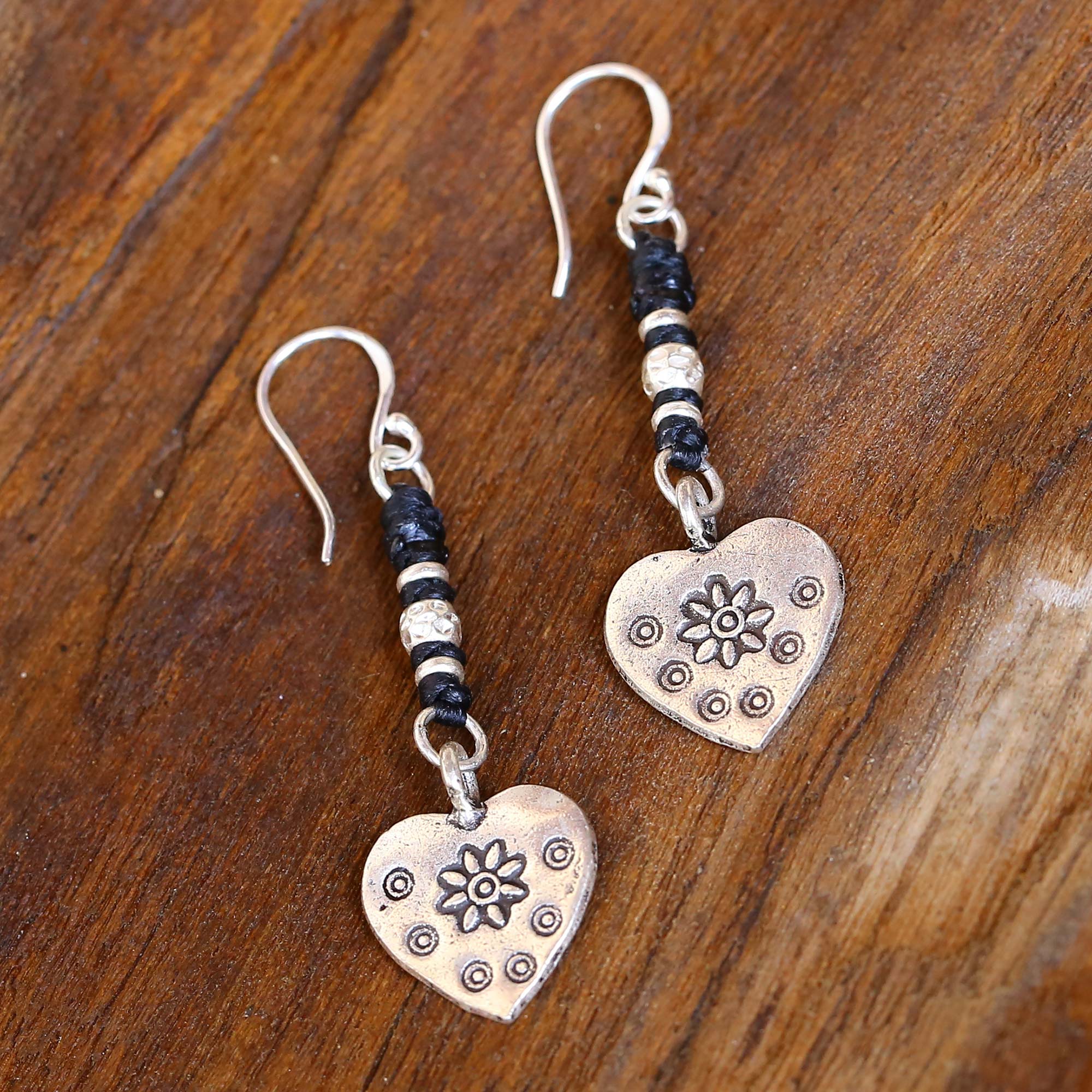 Premium Tribal Hearts Handcrafted Silver Earrings – Ultimate Thai Artistry