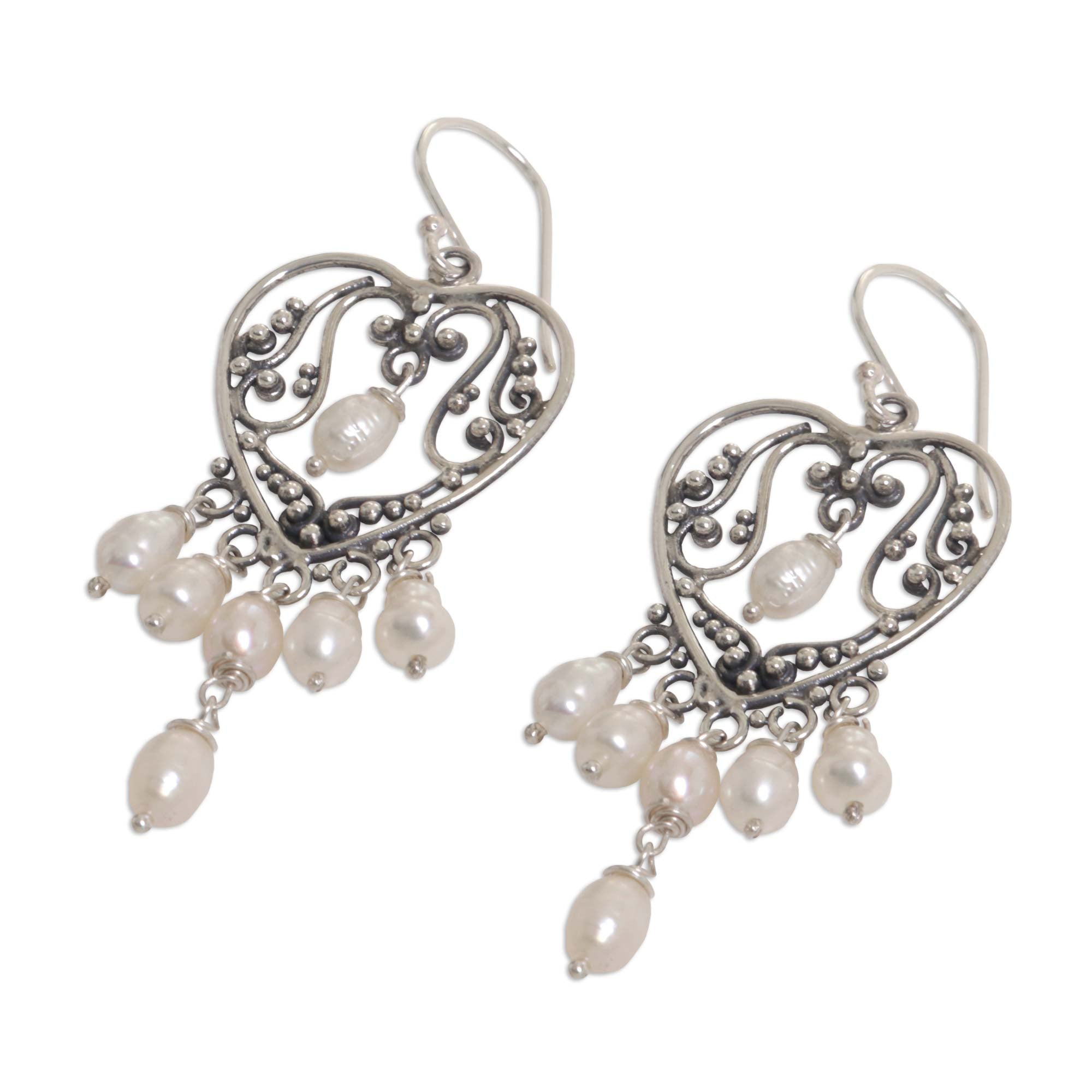 Premium Heart Symphony Sterling Silver Chandelier Earrings