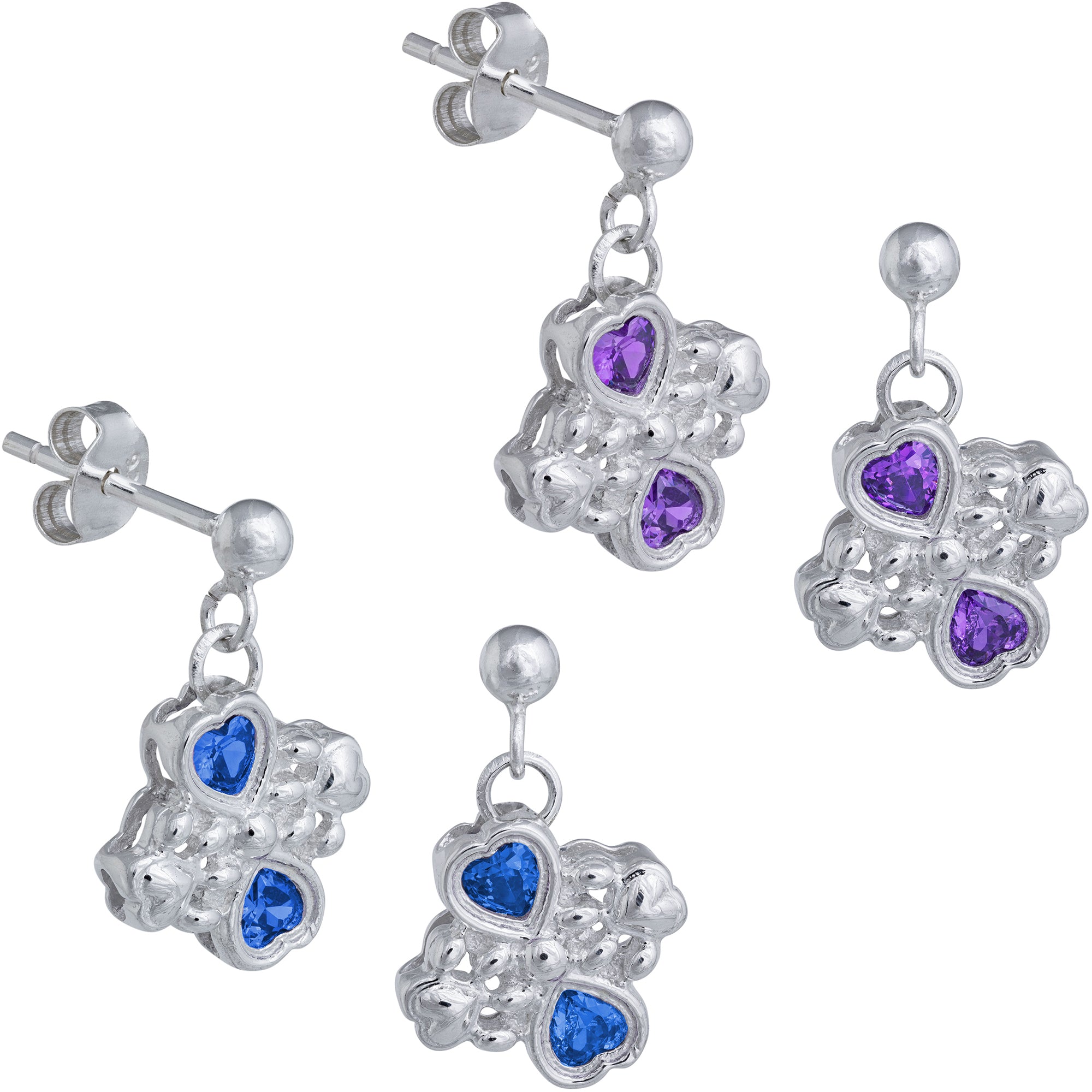 Premium Sterling Silver & Crystal Loved Paws Earrings