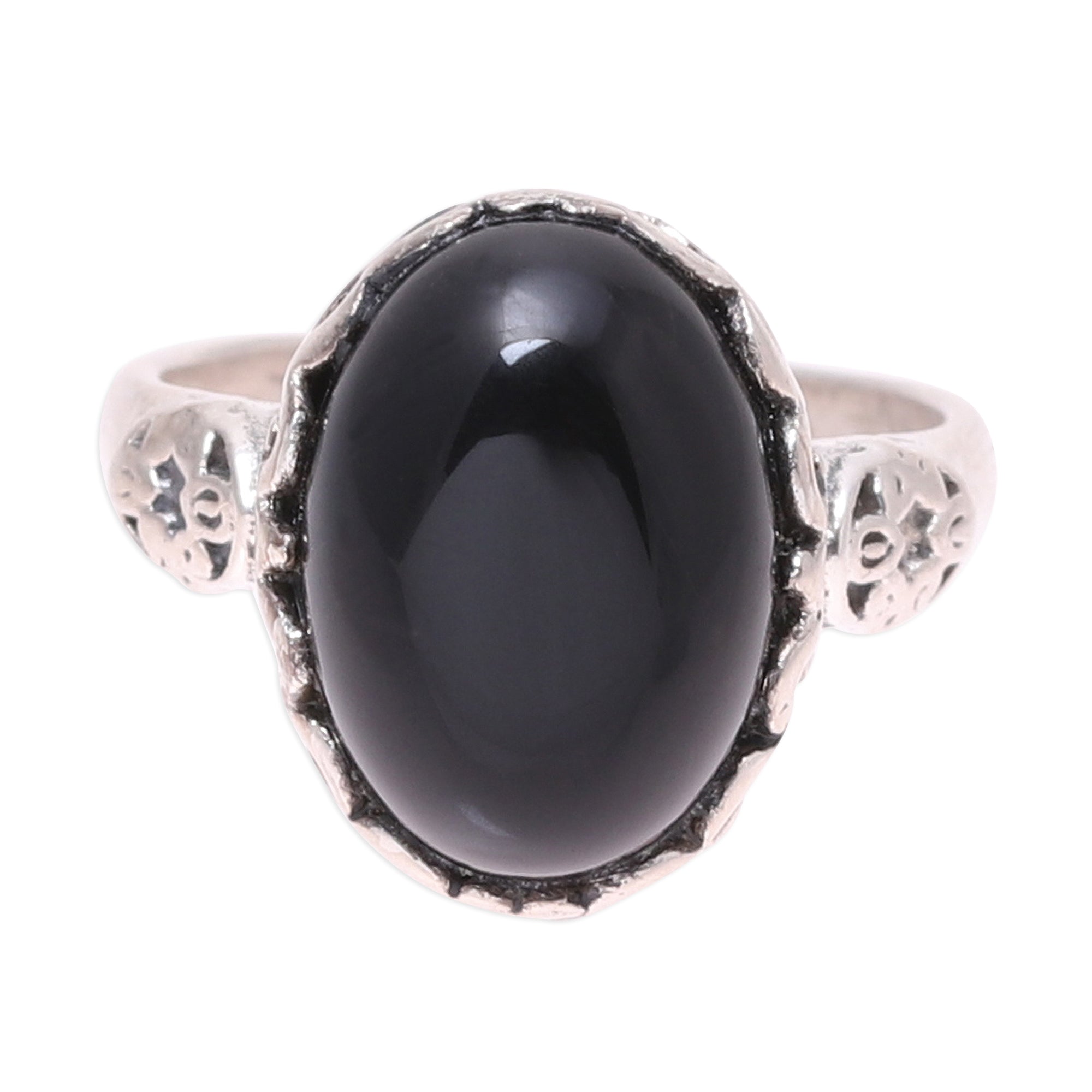 Premium Black Oval Onyx Cocktail Ring - Handcrafted Sterling Silver Jewelry