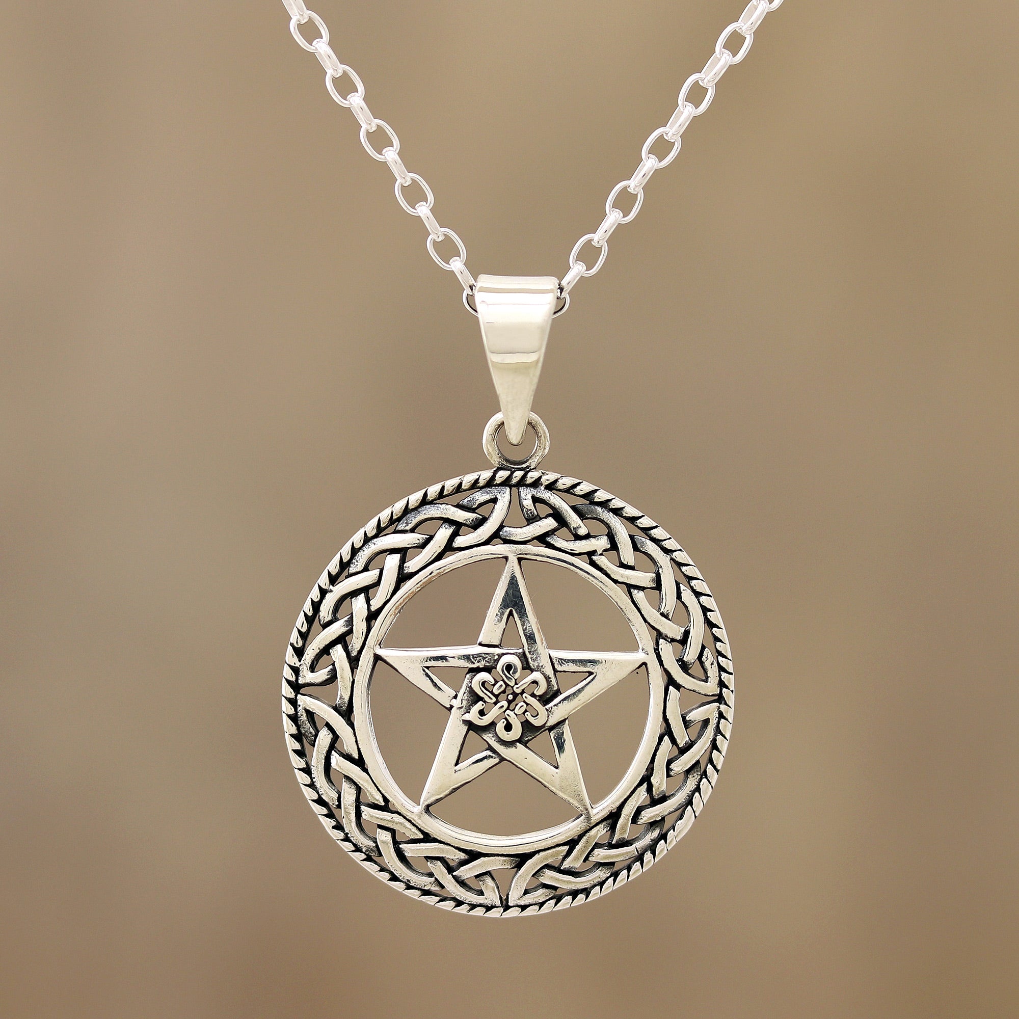 Premium Celtic Star Pendant Necklace - Handcrafted Sterling Silver Jewelry from India