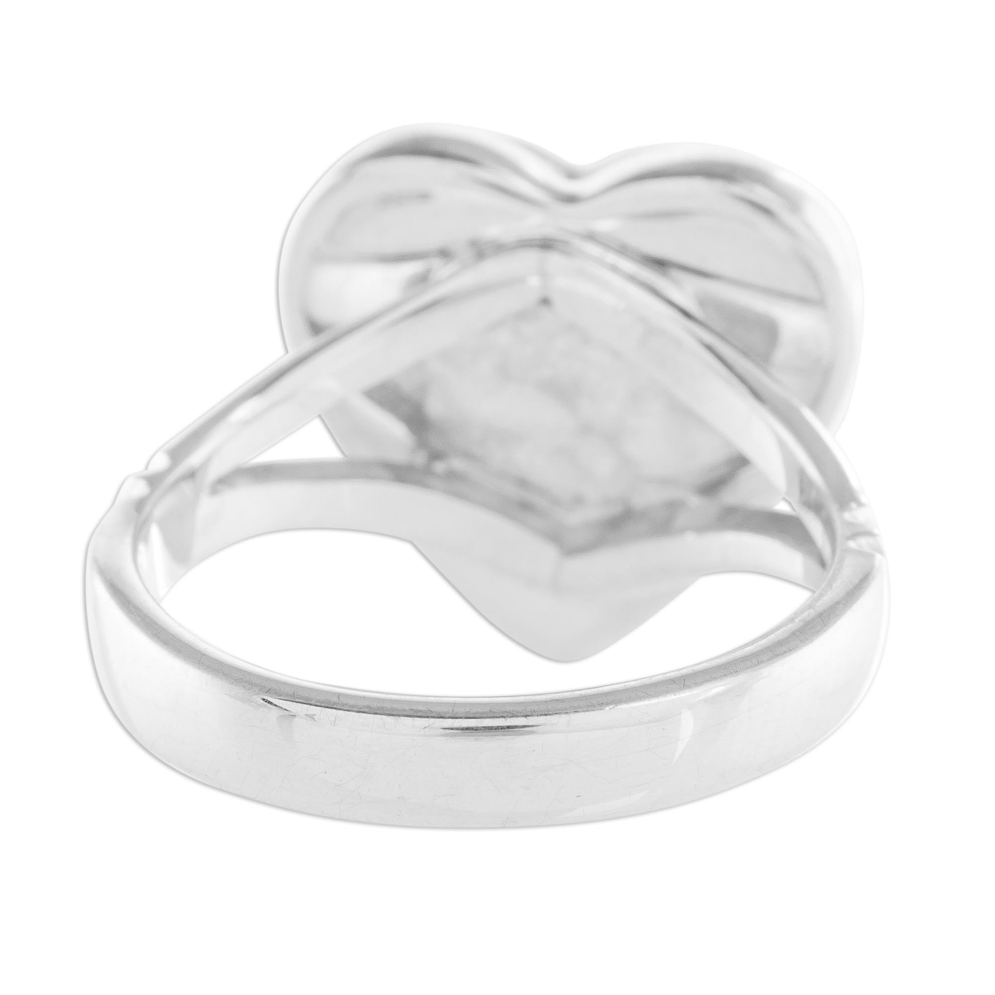 Premium Love Dream Heart-Shaped Dark Green Jade Cocktail Ring - Handcrafted in Guatemala