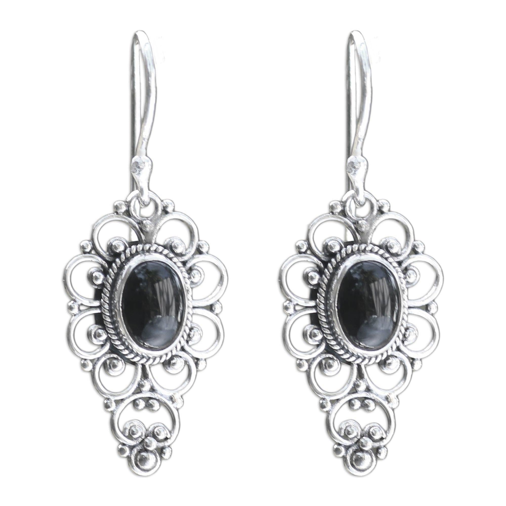 Premium Night Onyx Dangle Earrings - Handcrafted Elegance