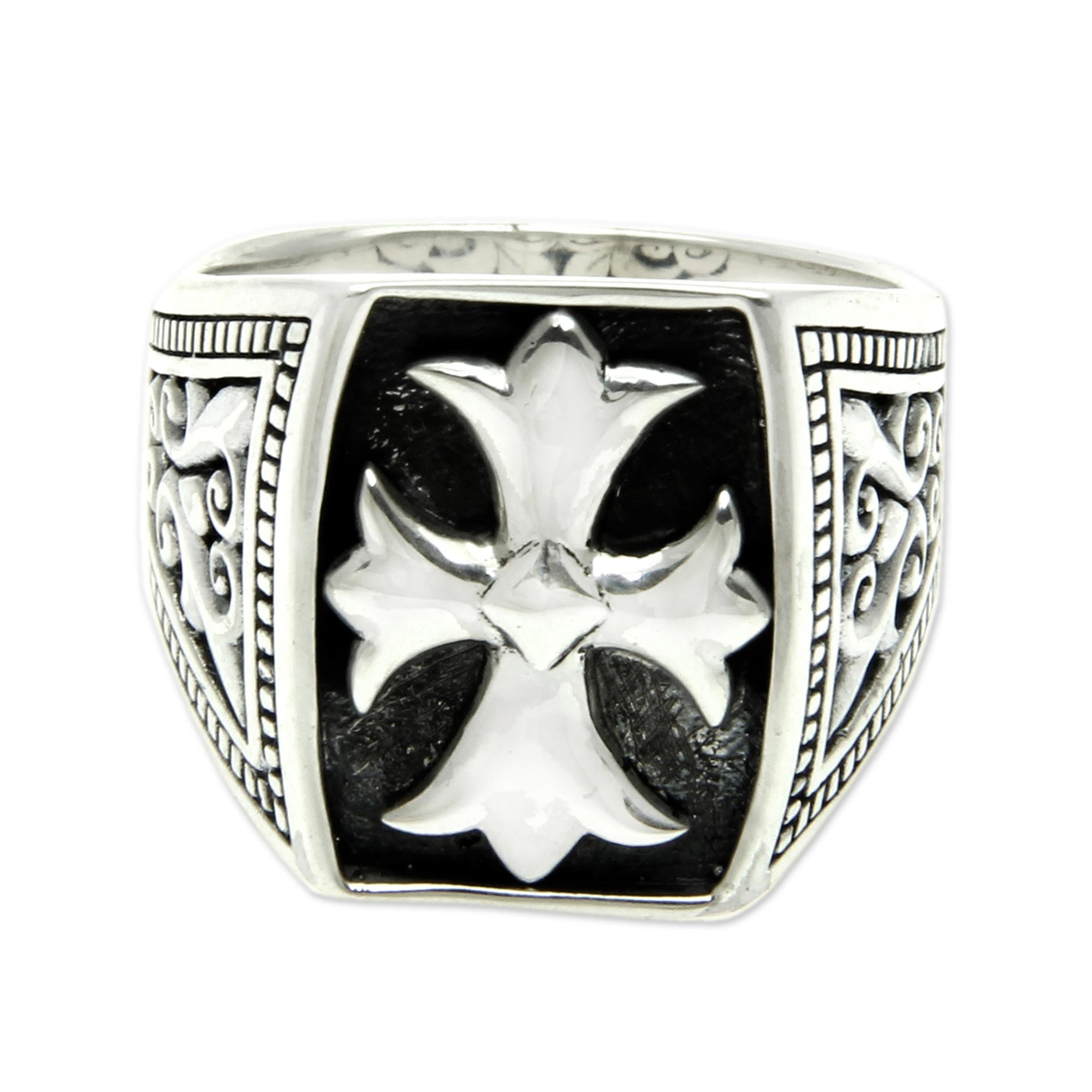 Premium Brave Knight Sterling Silver Cross Ring for Men