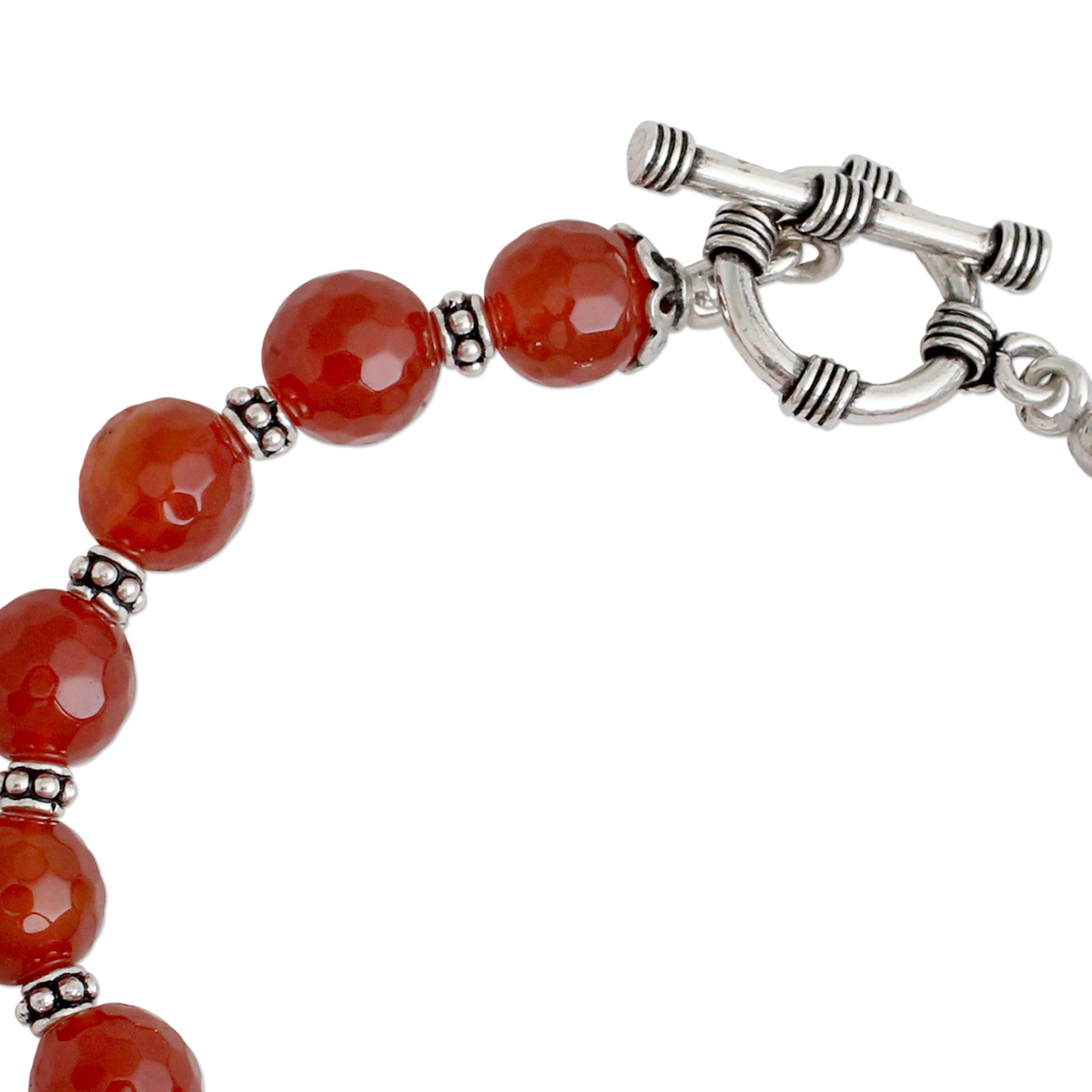 Premium Royal Glow Carnelian & Silver Beaded Bracelet