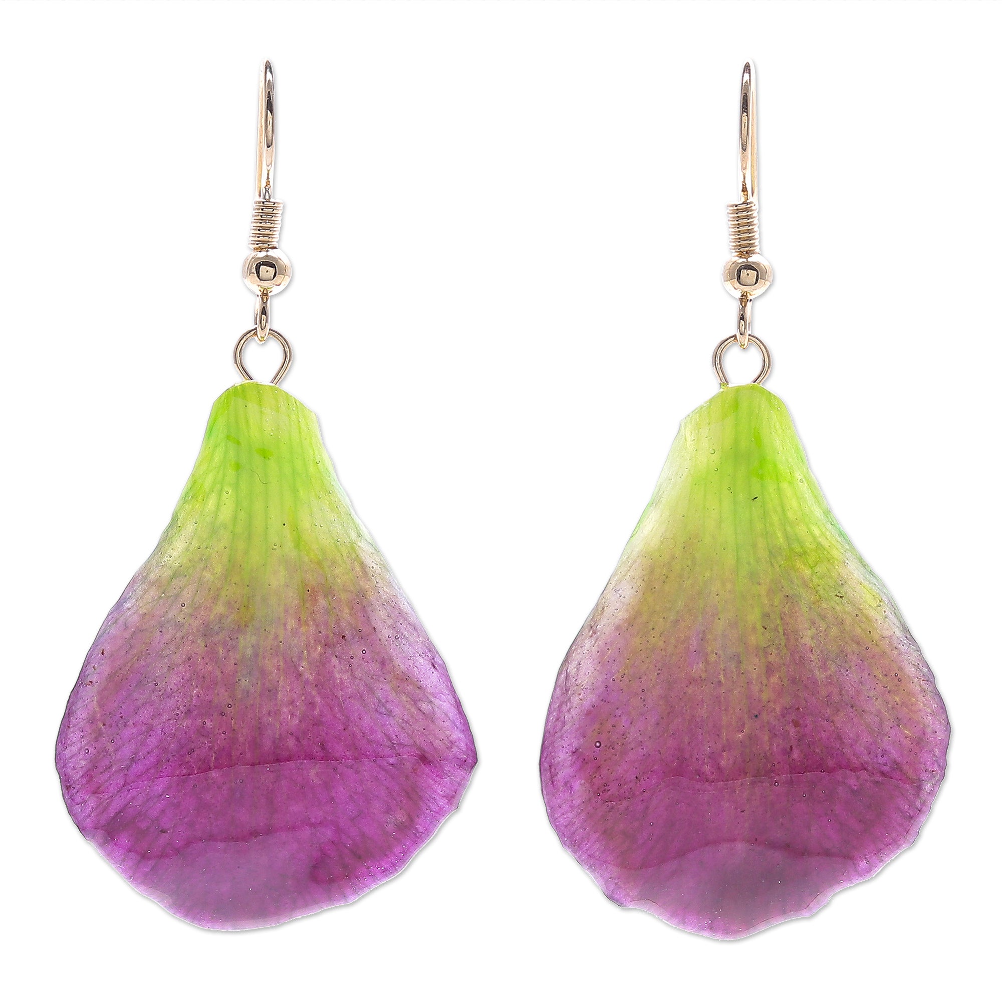 Premium Summer Treat: Berry Gold-Plated Orchid Petal Dangle Earrings