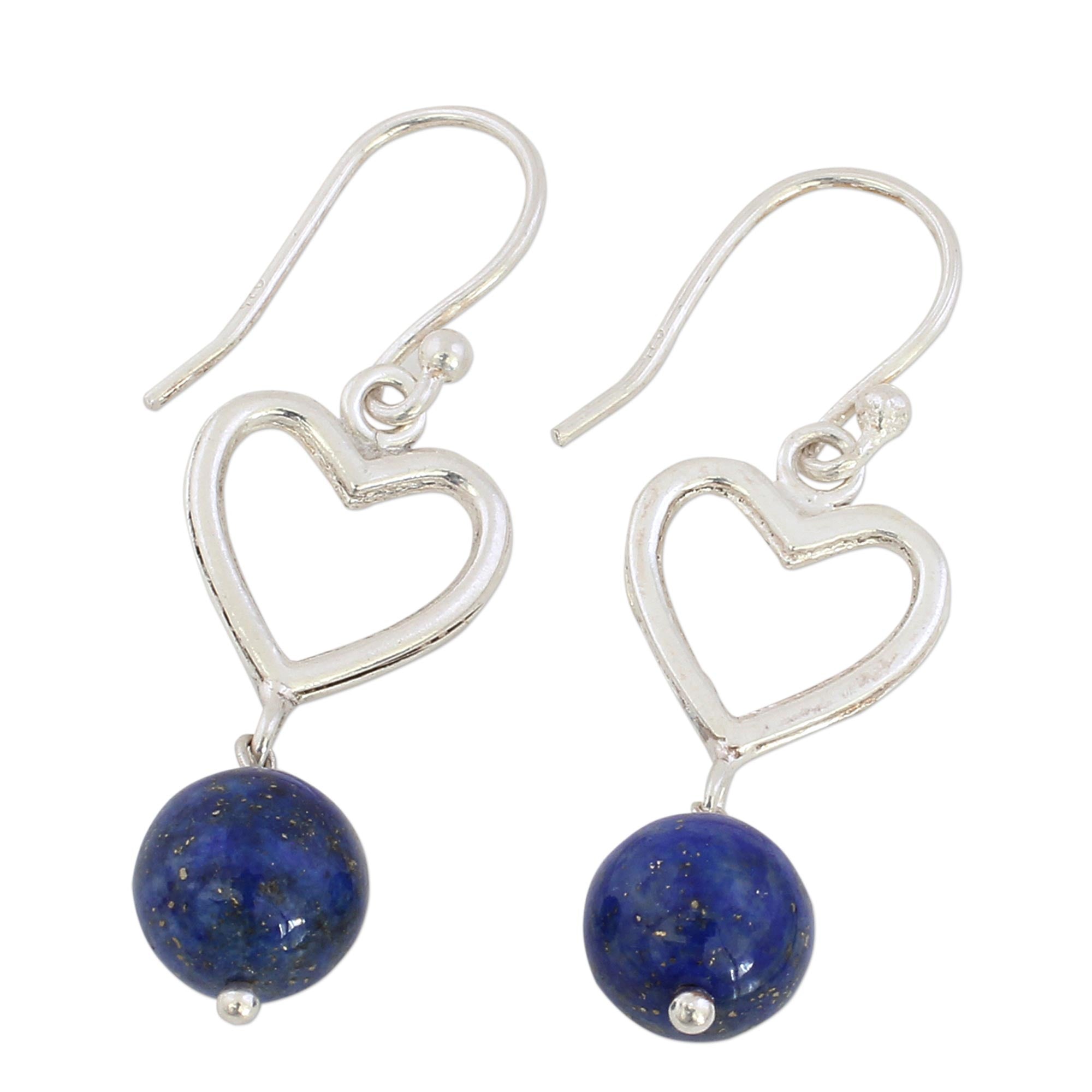 Premium Majestic Globes Lapis Lazuli Sterling Silver Dangle Earrings - Artisan Crafted