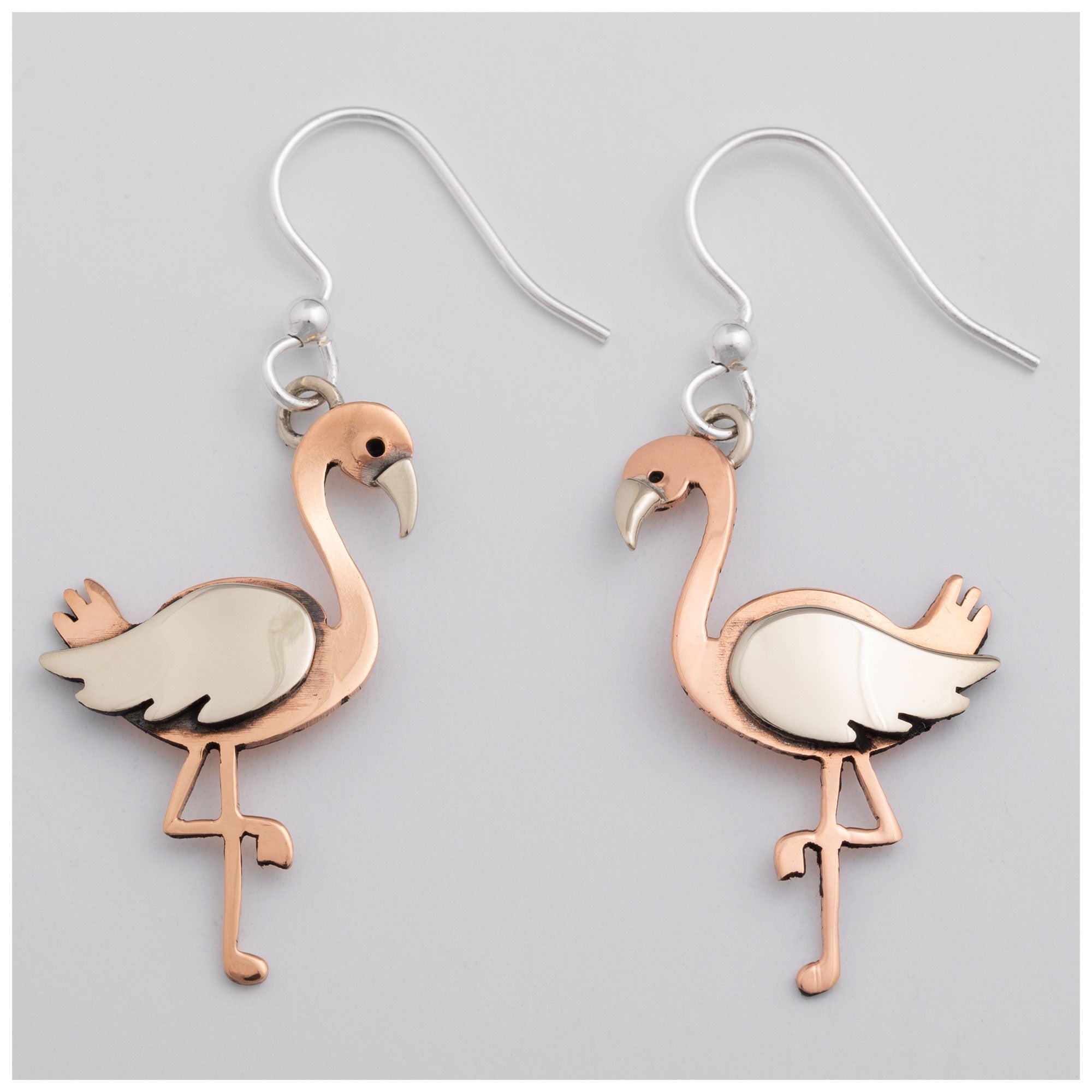 Premium Flamingo Mixed Metal Drop Earrings