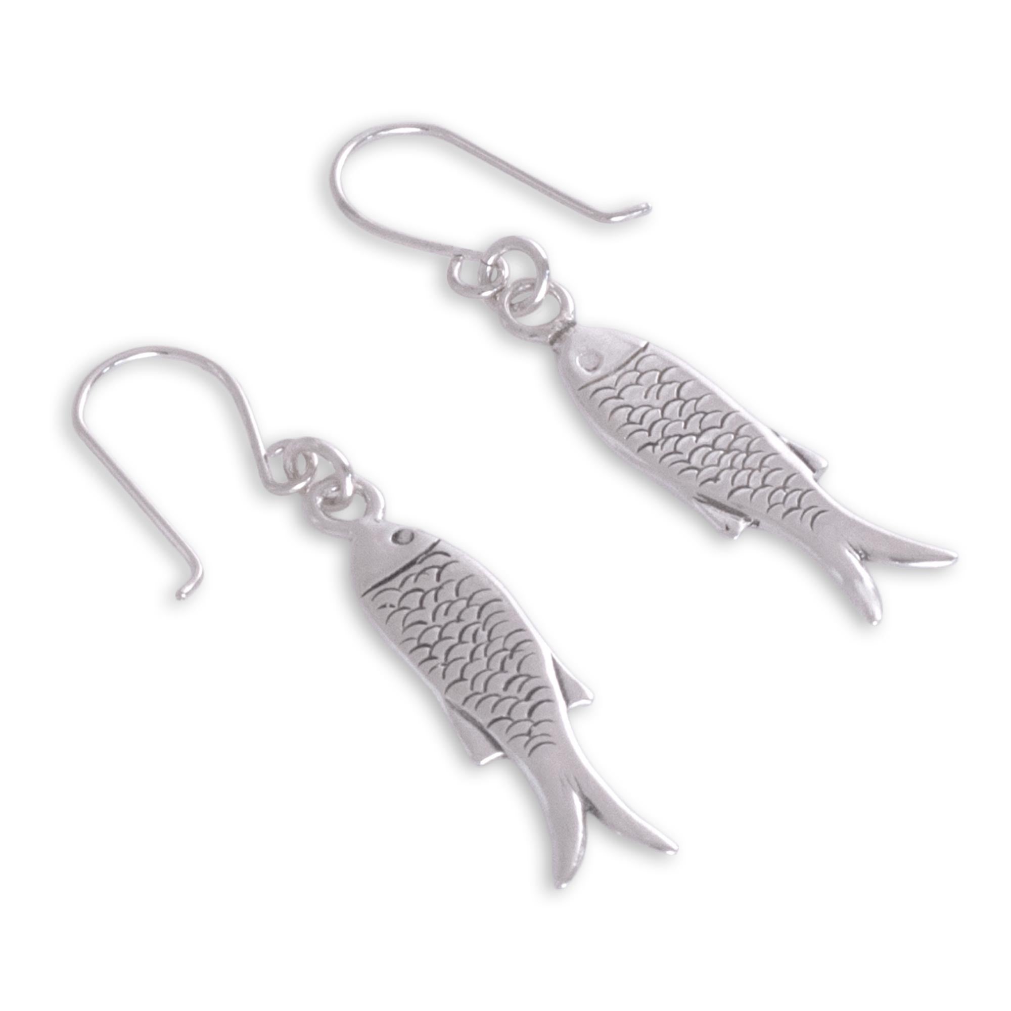 Premium Fish Wisdom Fair Trade Mexican Sterling Silver Sea Life Earrings