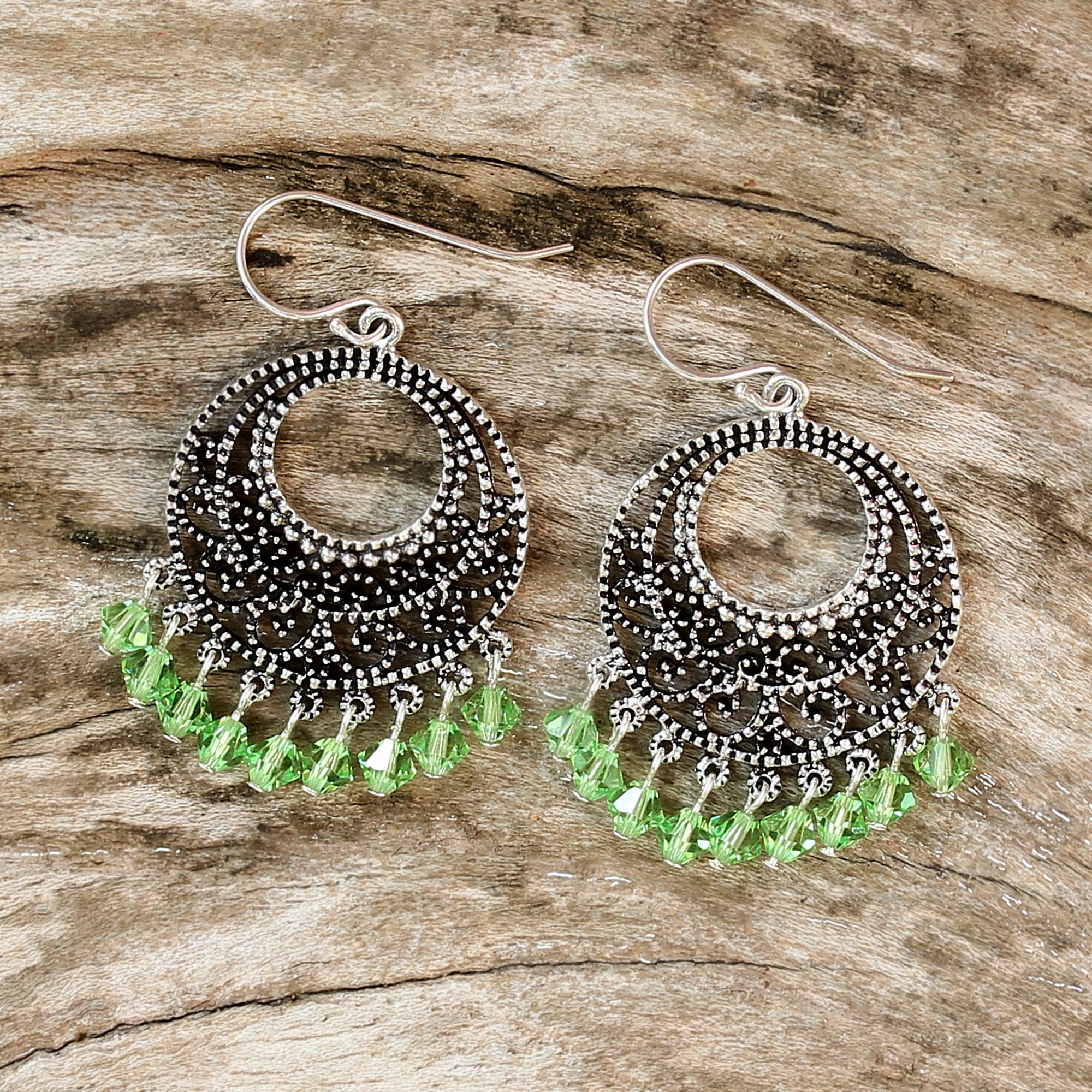 Premium Moroccan Mint Sterling Silver Beaded Earrings – Handcrafted Elegance