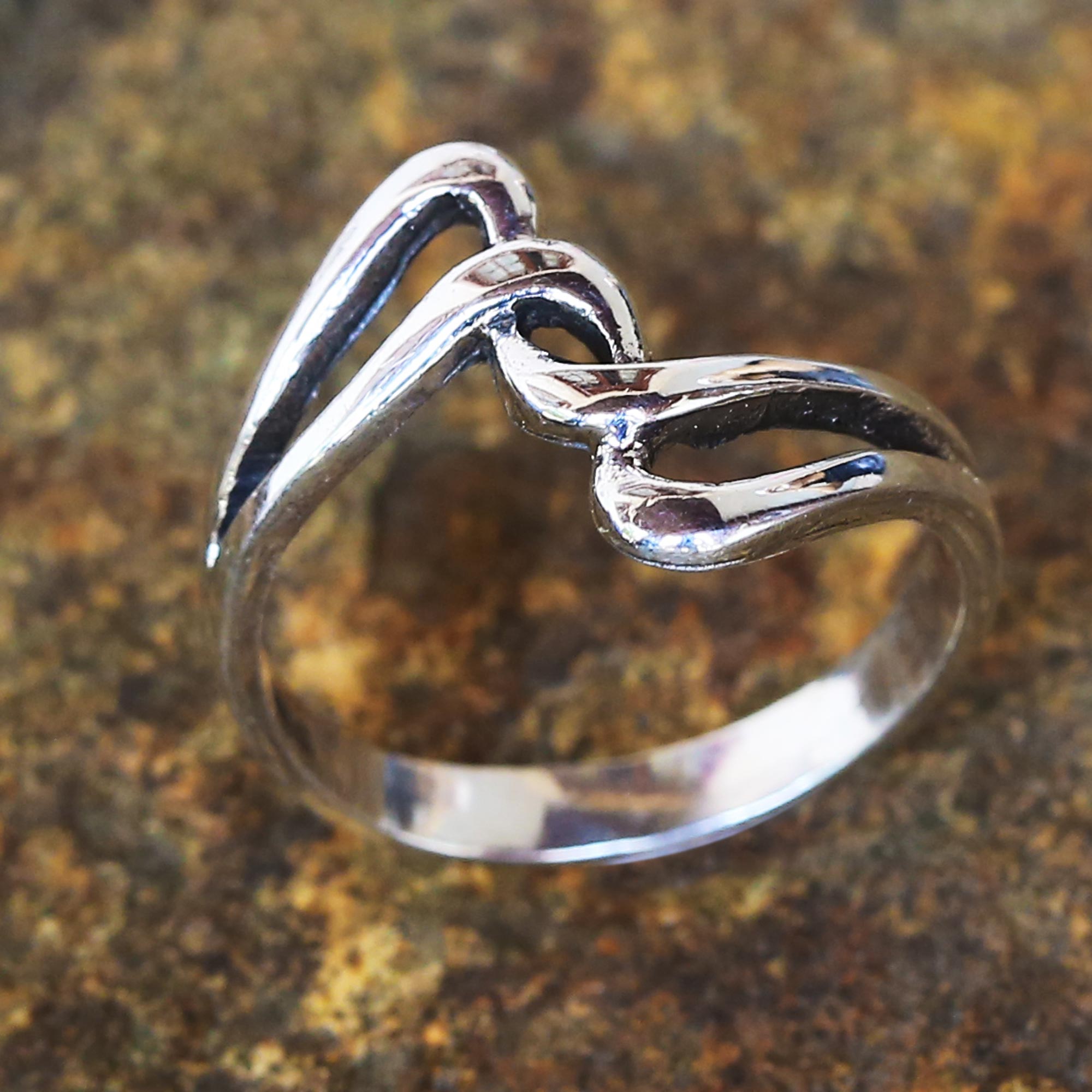 Premium Melody Sterling Silver Band Ring - Elegant Swirl Design from Thailand