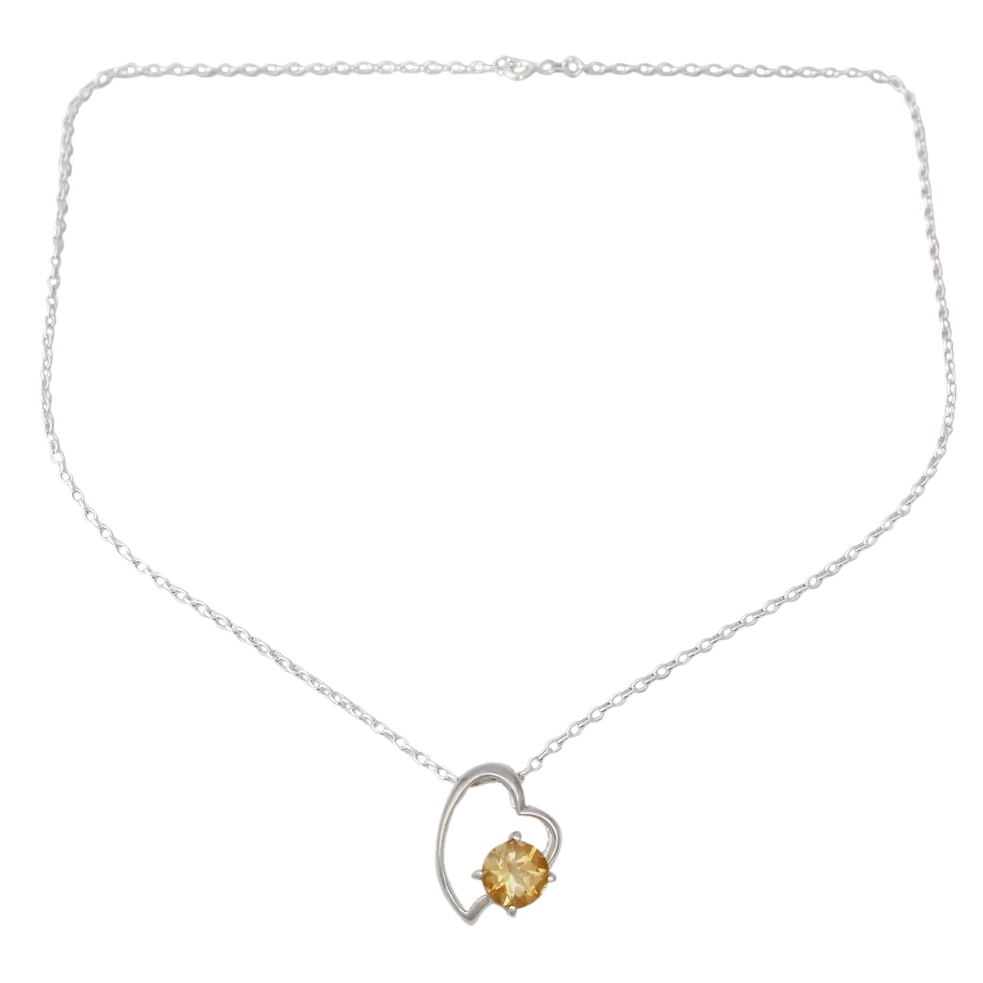 Premium Promise of Love Necklace – Sterling Silver & Citrine Heart Jewelry