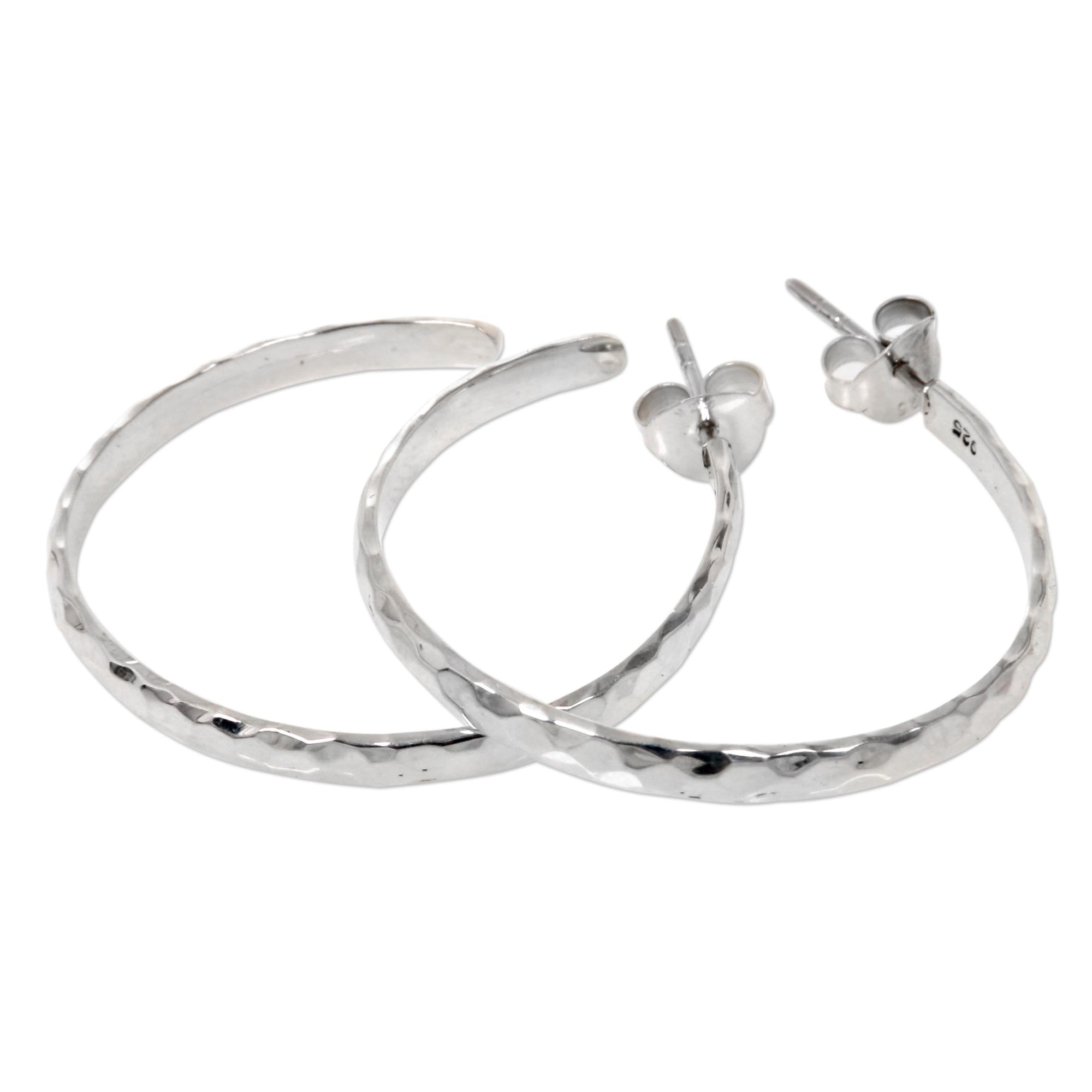 Premium Sterling Silver Mosaic Hoop Earrings