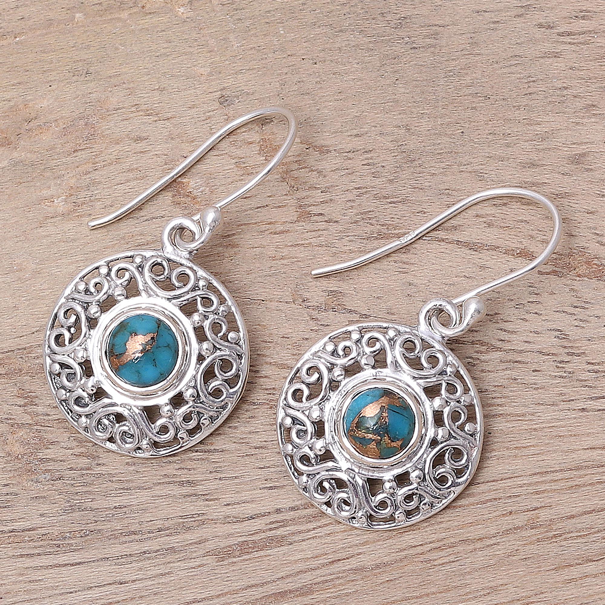 Premium Turquoise Silver Dangle Earrings - Ocean-Inspired Elegance