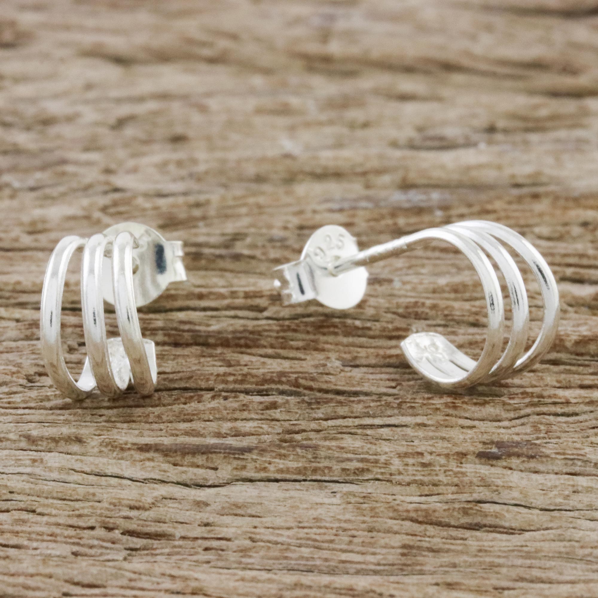 Premium Sterling Silver Half-Hoop Earrings - Elegant Thai Craftsmanship