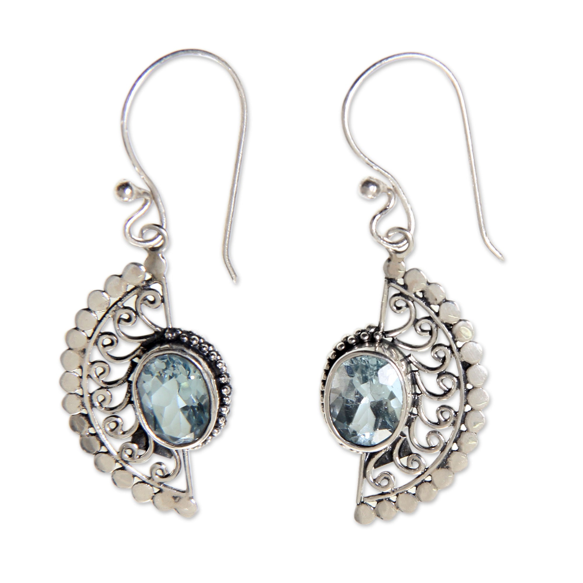 Premium Blue Topaz Sterling Silver Dangle Earrings