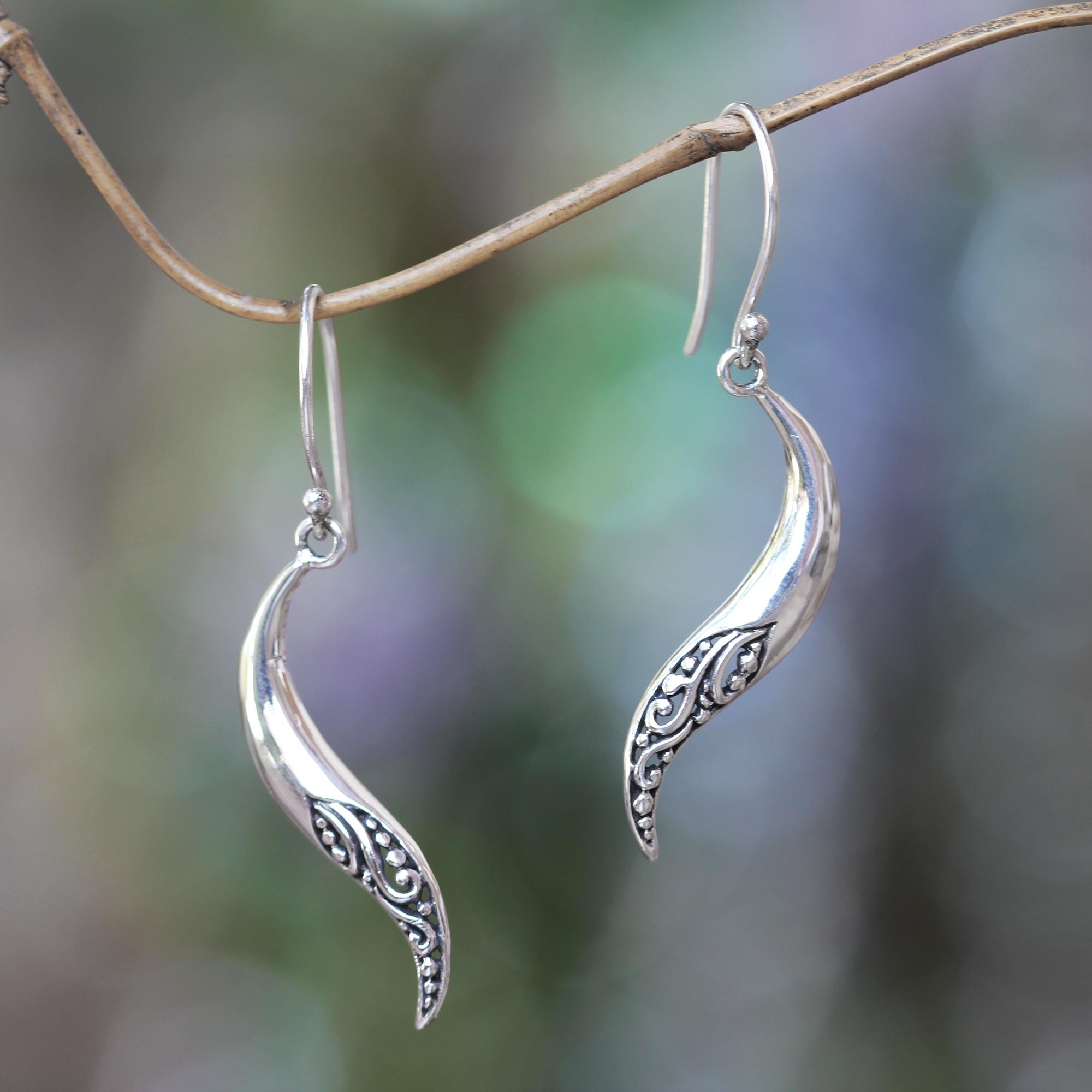 Premium Balinese Chili Pepper Sterling Silver Dangle Earrings – Handcrafted Elegance