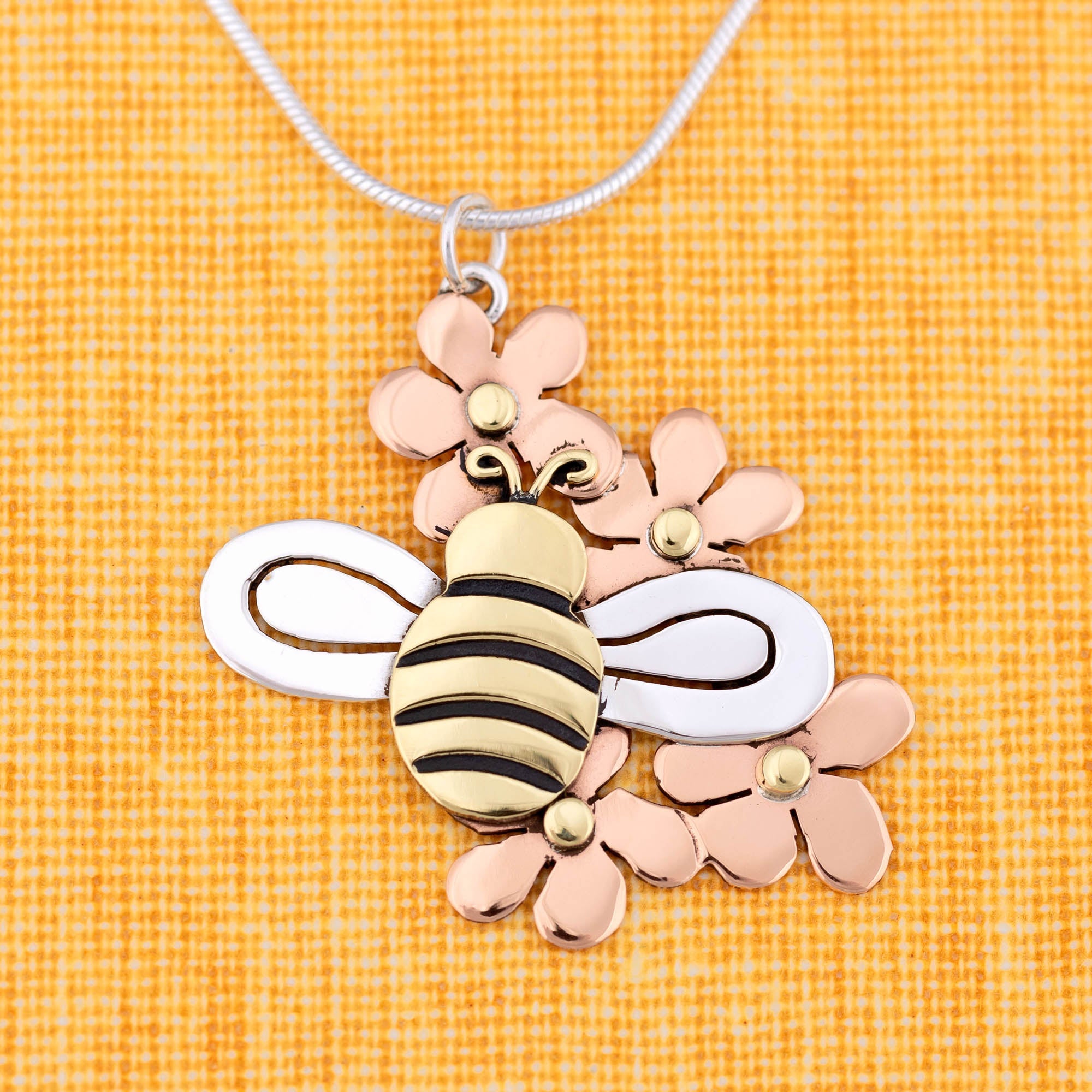 Premium Bee in Bloom Sterling Silver Necklace