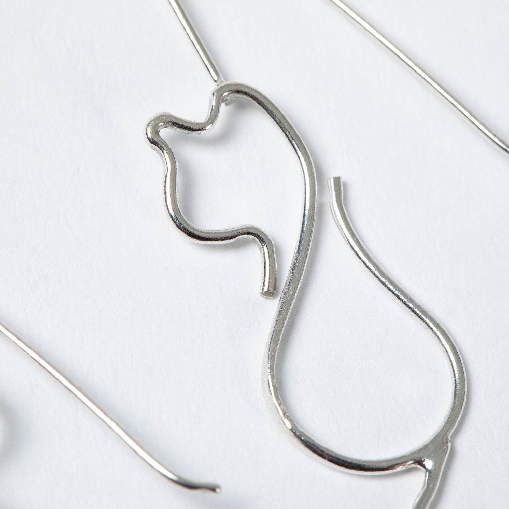 Premium Minimalist Cat Sterling Silver Earrings - Fair Trade Handmade