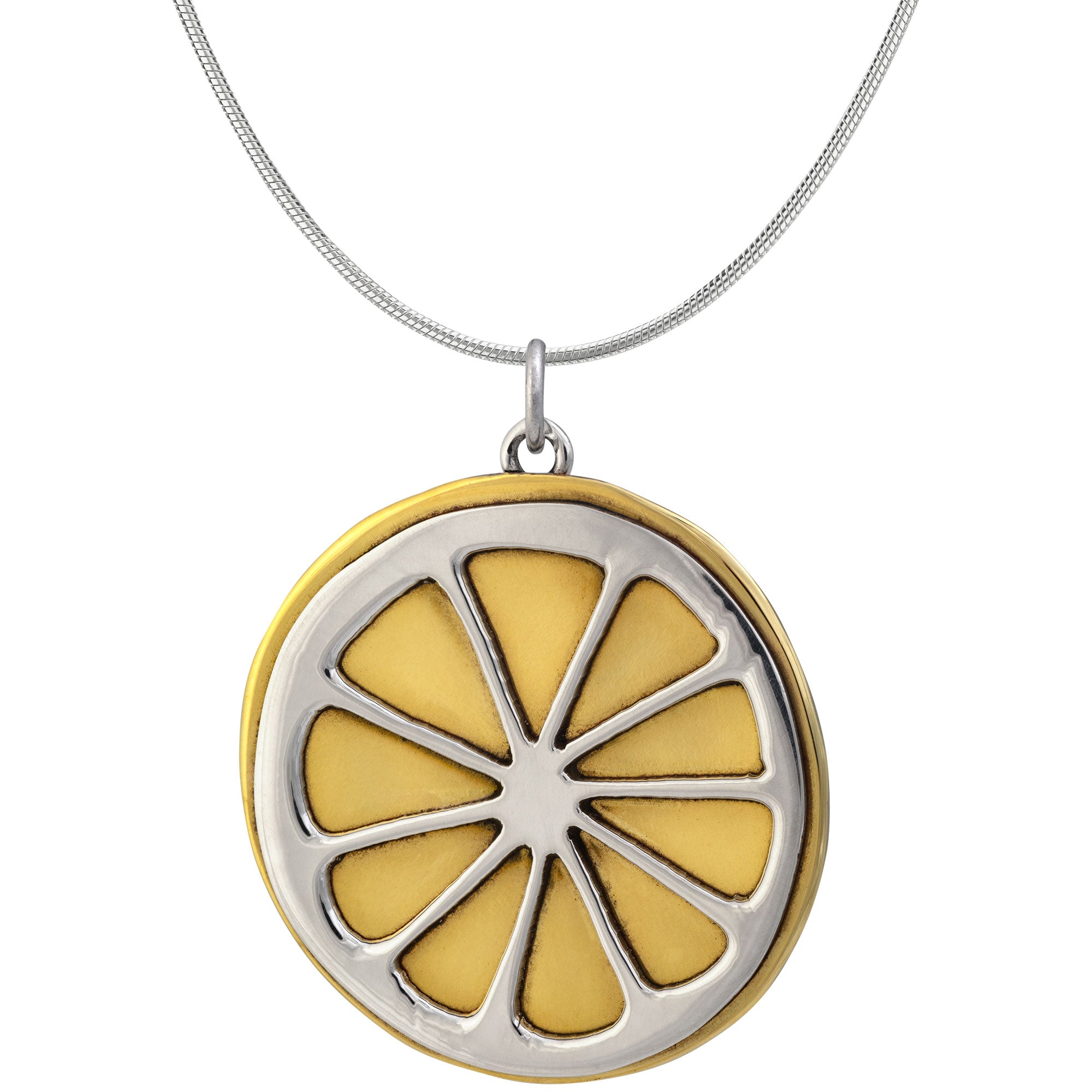 Premium Lemon Slice Sterling & Brass Necklace - Handmade in Mexico