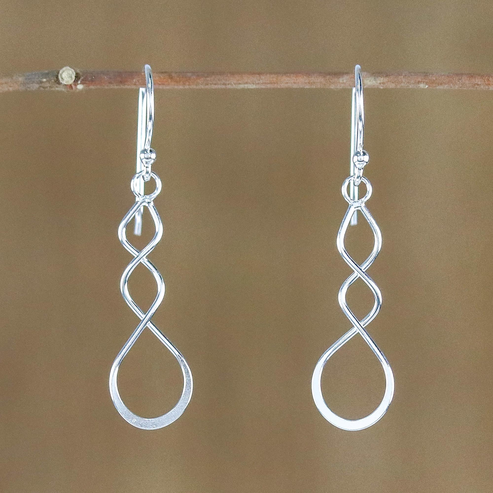 Premium Droplet Twist Sterling Silver Dangle Earrings - Handcrafted in Thailand