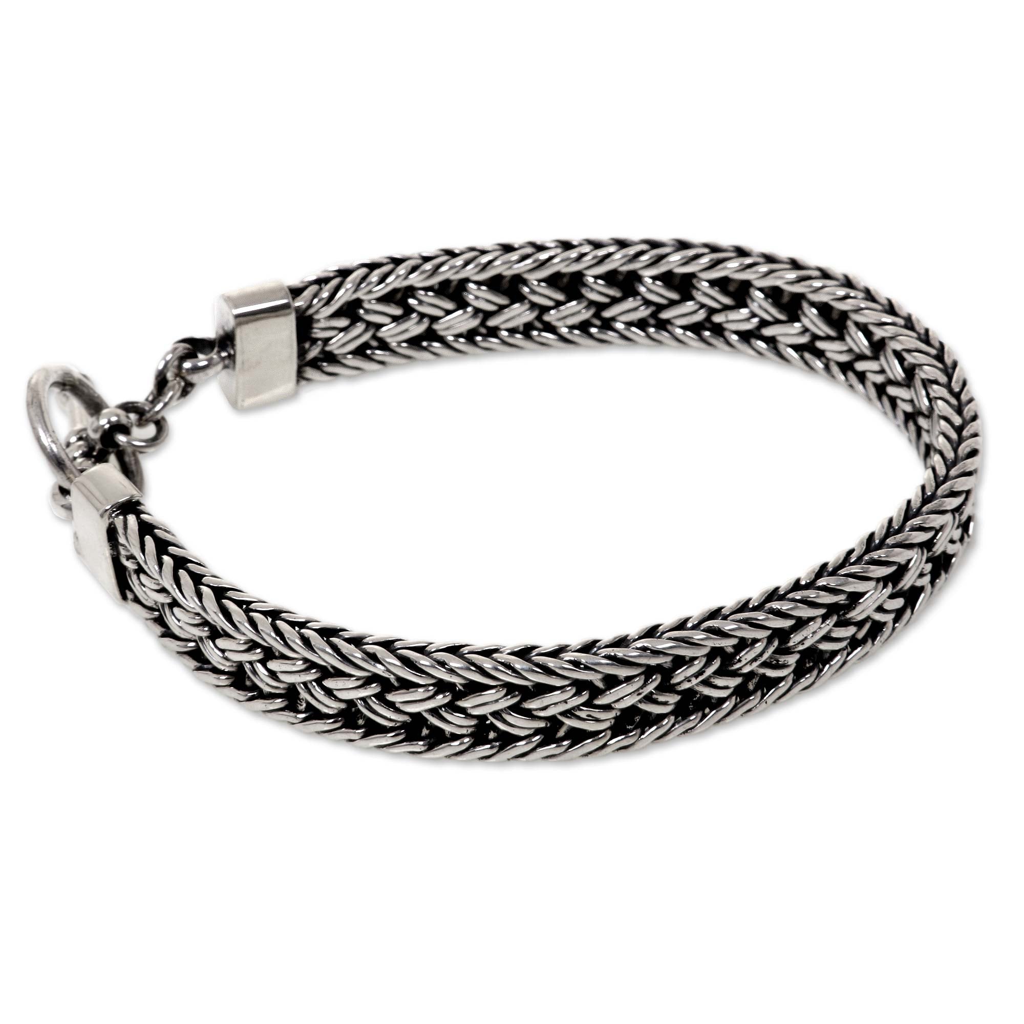 Premium Parkerisan Silver Men's Bracelet - Handcrafted in Bali