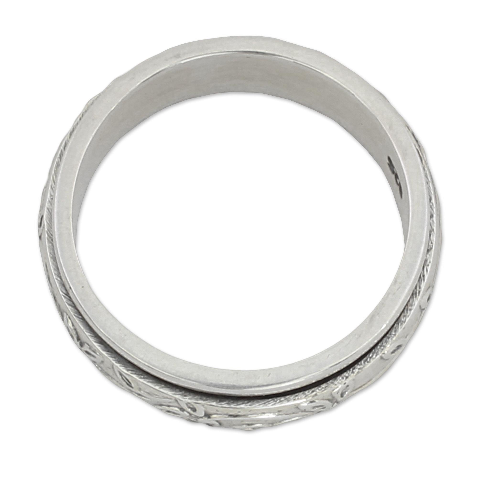 Premium Sterling Silver Spinner Ring - Nature's Meditation