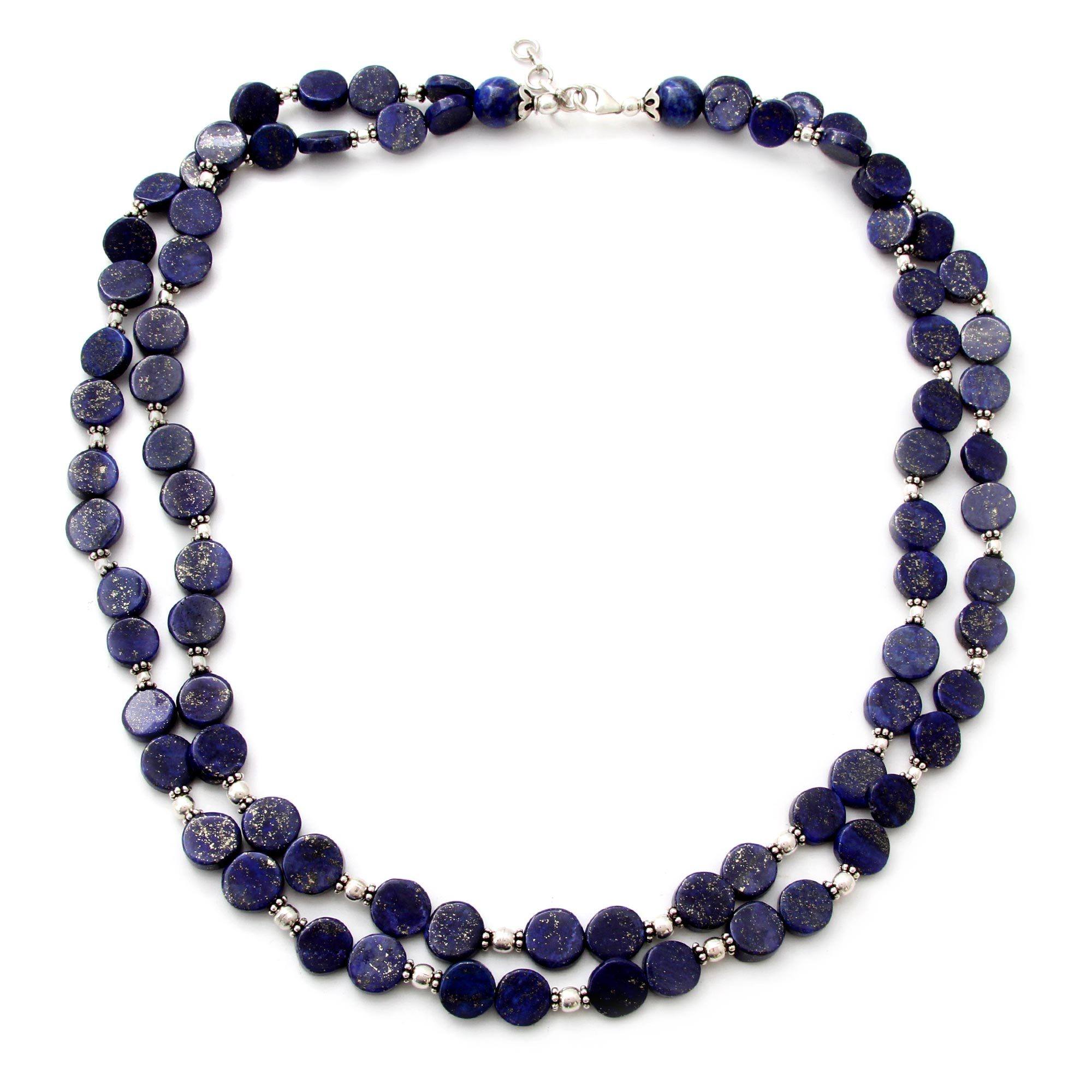 Premium Lapis Lazuli & Sterling Silver Double Strand Necklace