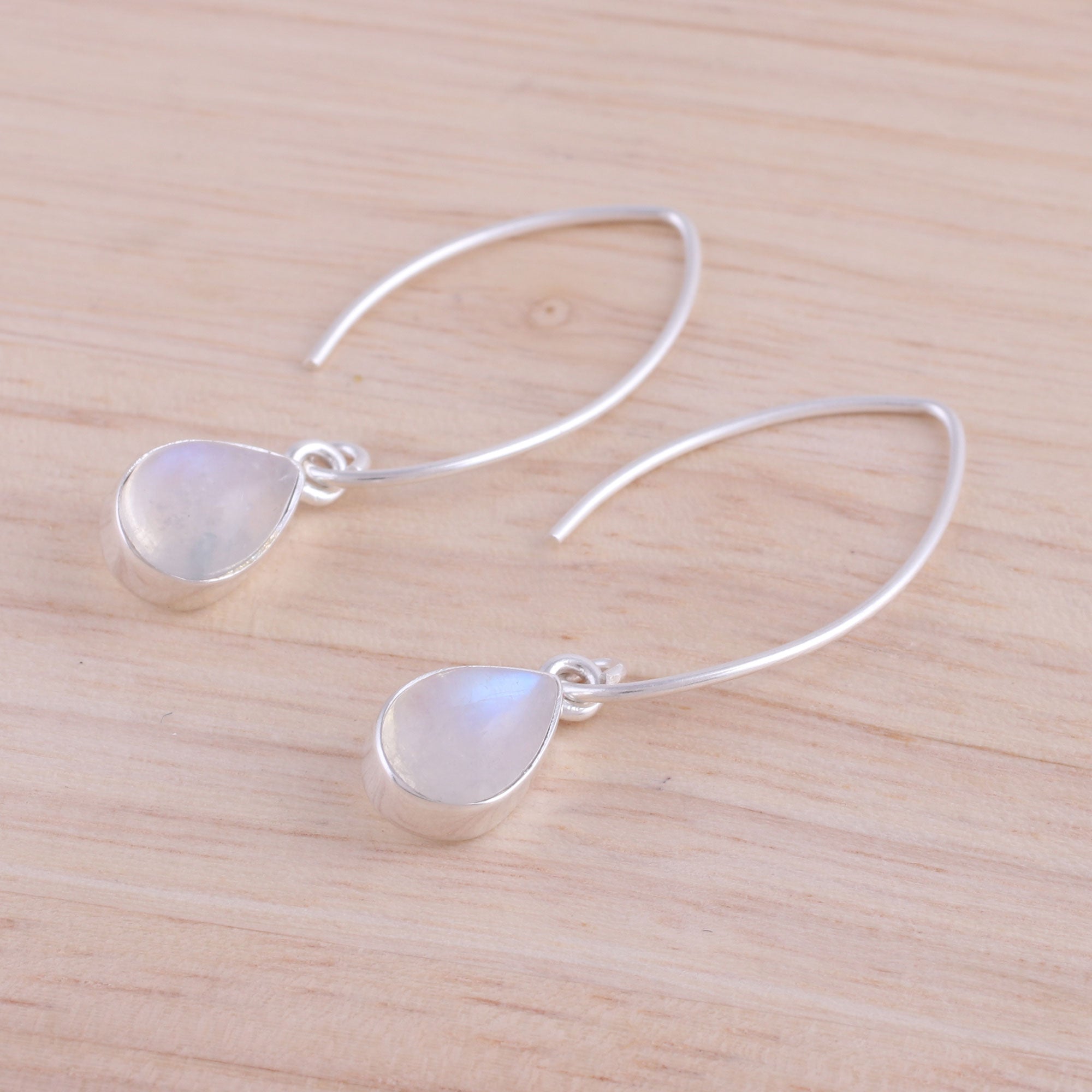 Premium Rainbow Moonstone Sterling Silver Earrings - Handcrafted Elegance