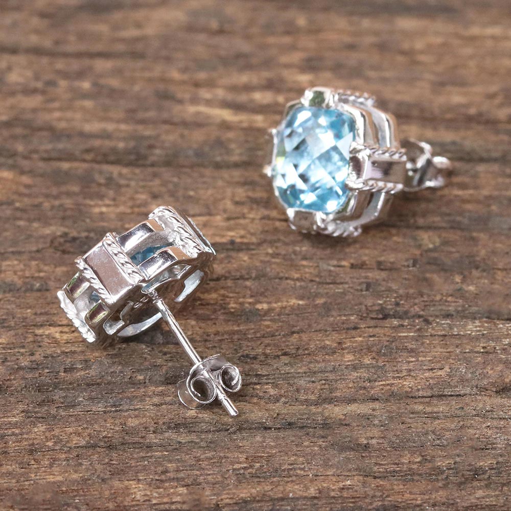 Ultimate Elegance Blue Topaz & Silver Stud Earrings