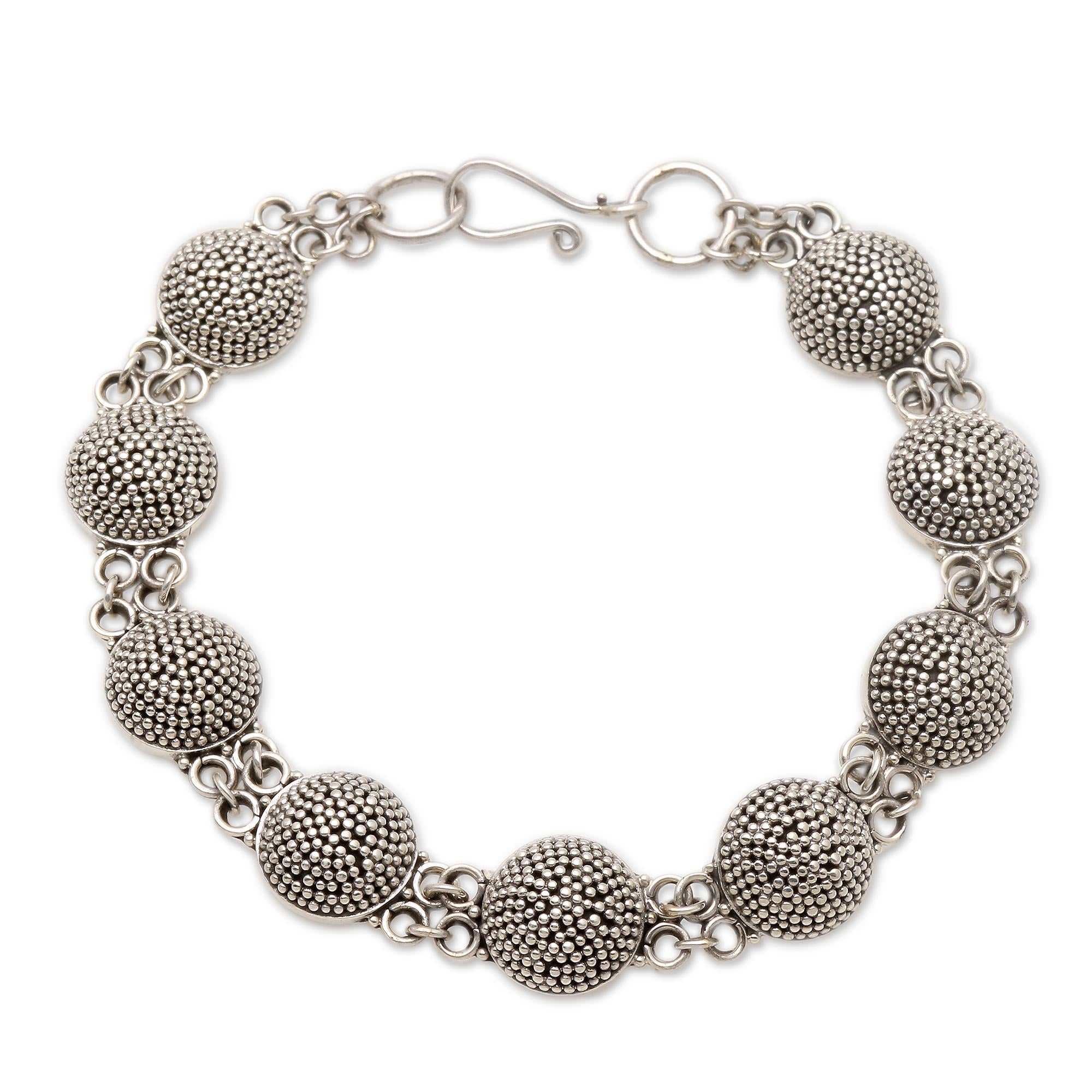 Premium Sterling Silver Link Bracelet with Balinese Elegance